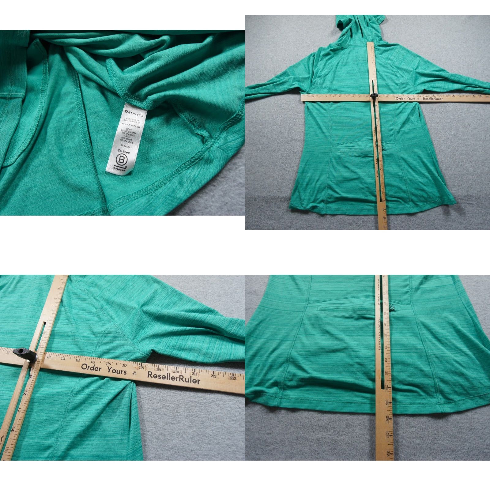 Athleta Athleta Hoodie Womens Large Petite Green Full Zip Activewear Hooded Pockets Stretch Solid LP Size L / US 10 / IT 46 - 8 Thumbnail