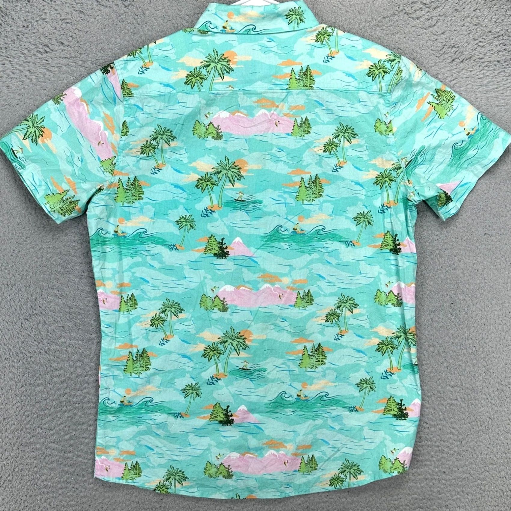 Vintage Dog Threads Button Down Shirt Mens Medium Blue Green Island Short Sleeve Stretch 90s Preppy Geometric Pattern Button-Up Shirt Size US M / EU 48-50 / 2 - 3 Thumbnail