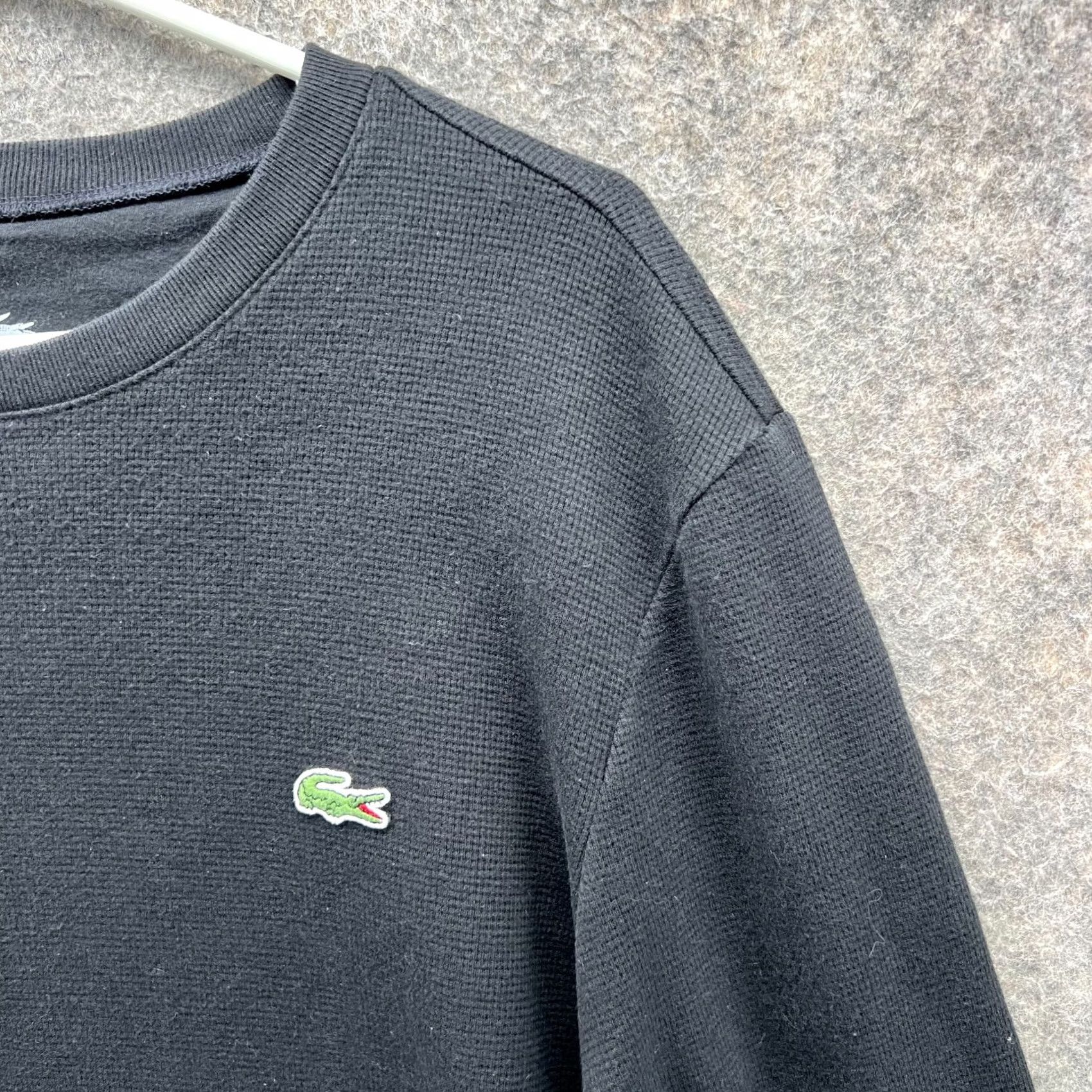 Lacoste Lacoste Shirt Mens XL Black Waffle Knit Long Sleeve Embroidery Pullover Luxury 6 Size US XL / EU 56 / 4 - 3 Thumbnail