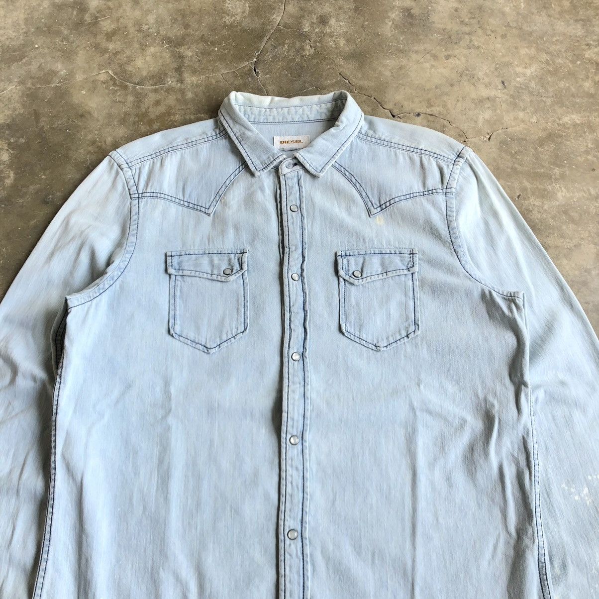 Diesel Vintage Diesel Cowboy Western Shirt Blue Washed Jeans Size US XL / EU 56 / 4 - 2 Thumbnail