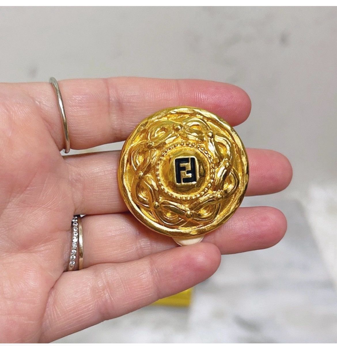 Fendi Authentic Fendi Rare Vintage 18kt G.P FF XL Clip on Earrings Size ONE SIZE - 6 Thumbnail