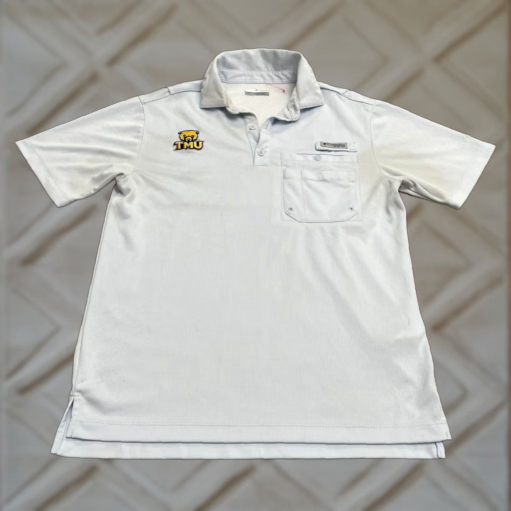 Vintage Columbia Polo Mens M Blue Flycaster PFG Omni Shade Pocket Shirt Golf Outdoor Sports Fishing University Size US M / EU 48-50 / 2 - 1 Thumbnail