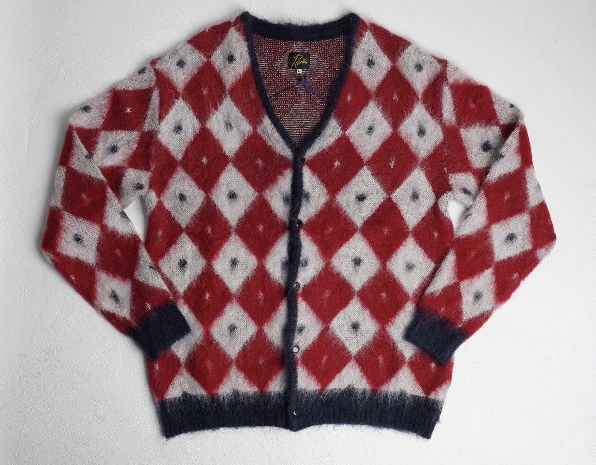 Needles Needles Navy & Red Diamond Cardigan Size L / US 10 / IT 46 - 1 Thumbnail