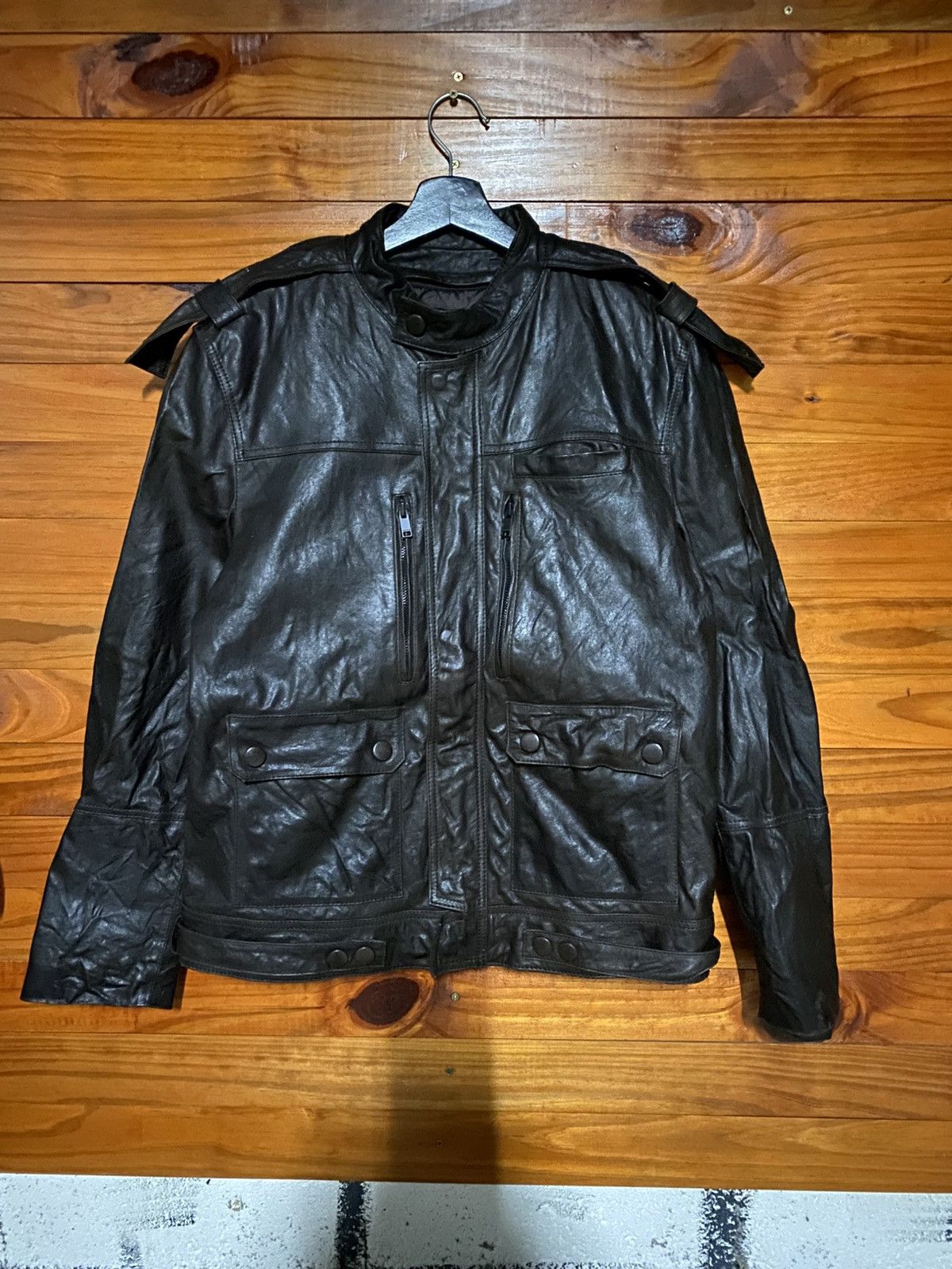 Vintage Vintage Korean Moto-Utility Leather Jacket Dark Brown Size US M / EU 48-50 / 2 - 3 Thumbnail