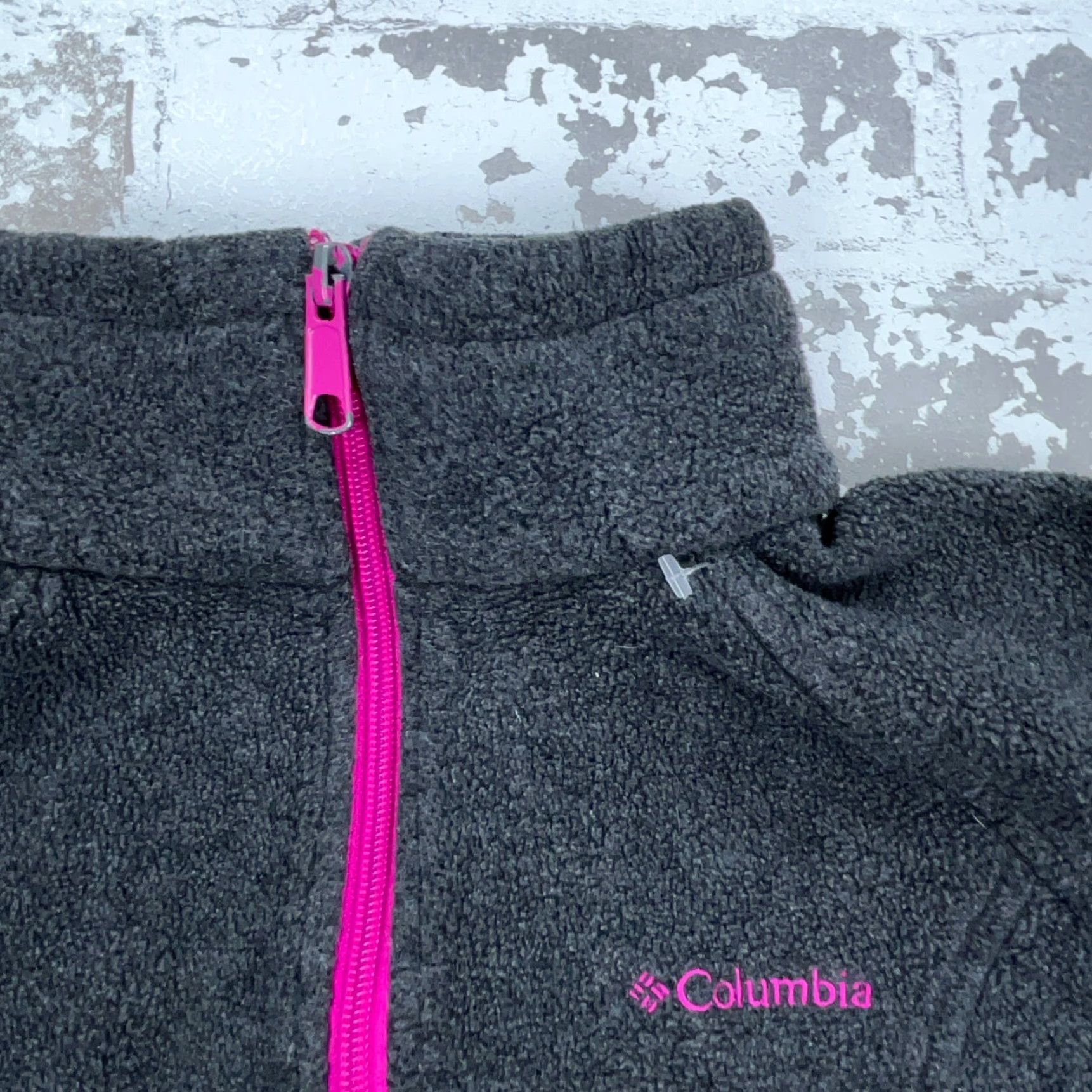 Pinko Columbia Jacket Women Small Gray Pink Fleece Benton Springs Full Zip A63 VINTAGE HEART? Size S / US 4 / IT 40 - 4 Thumbnail