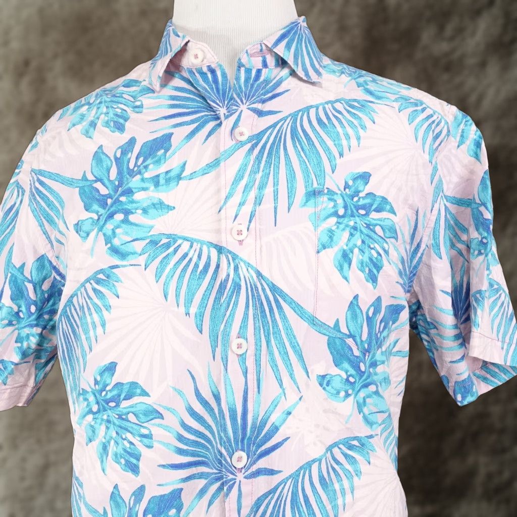 Tommy Bahama TOMMY BAHAMA Floral Button-Up Hawaiian Shirt, Pink Teal, 100% Cotton, Long Sleeve, Adult Large, Mens Size US L / EU 52-54 / 3 - 1 Thumbnail
