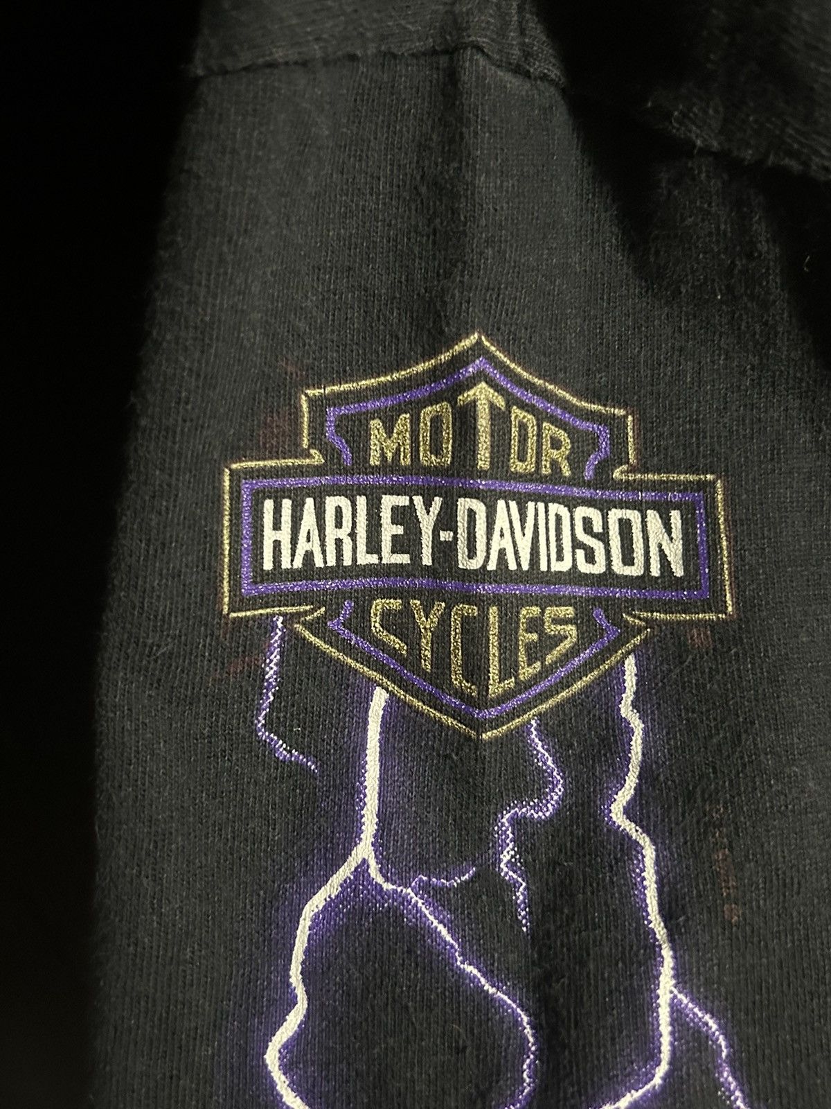 Harley Davidson VTG 90s Harley Davidson Purple Lighting LongSleeve Size L Size US L / EU 52-54 / 3 - 7 Thumbnail