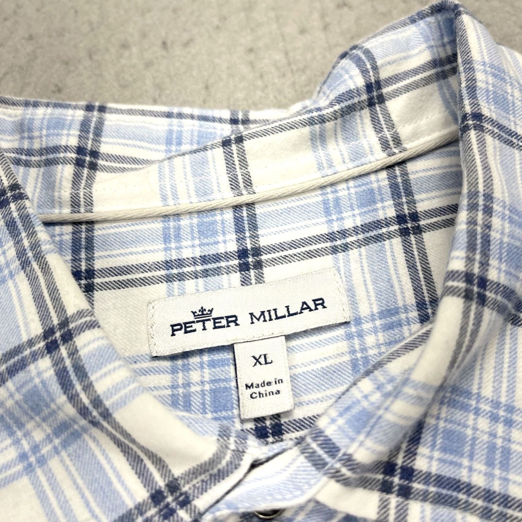 Peter Millar Peter Millar Shirt Mens XL Blue White Plaid Cotton Flannel Casual Button-Up Vintage No Size US XL / EU 56 / 4 - 4 Thumbnail