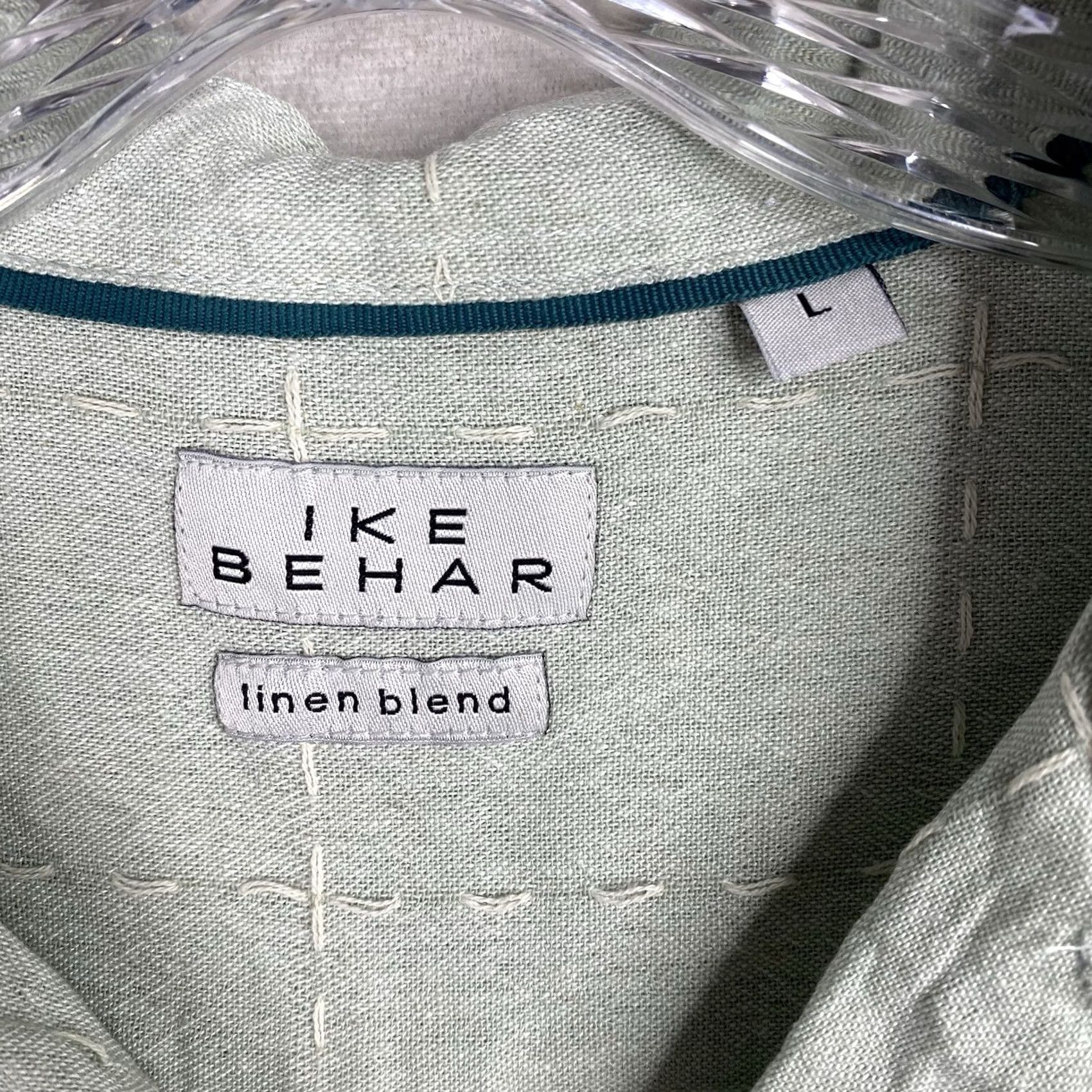 Ike Behar IKE BEHAR Linen Blend Shirt Men L Green Embroidered Button Up Casual Beach Shirt Size US L / EU 52-54 / 3 - 3 Thumbnail
