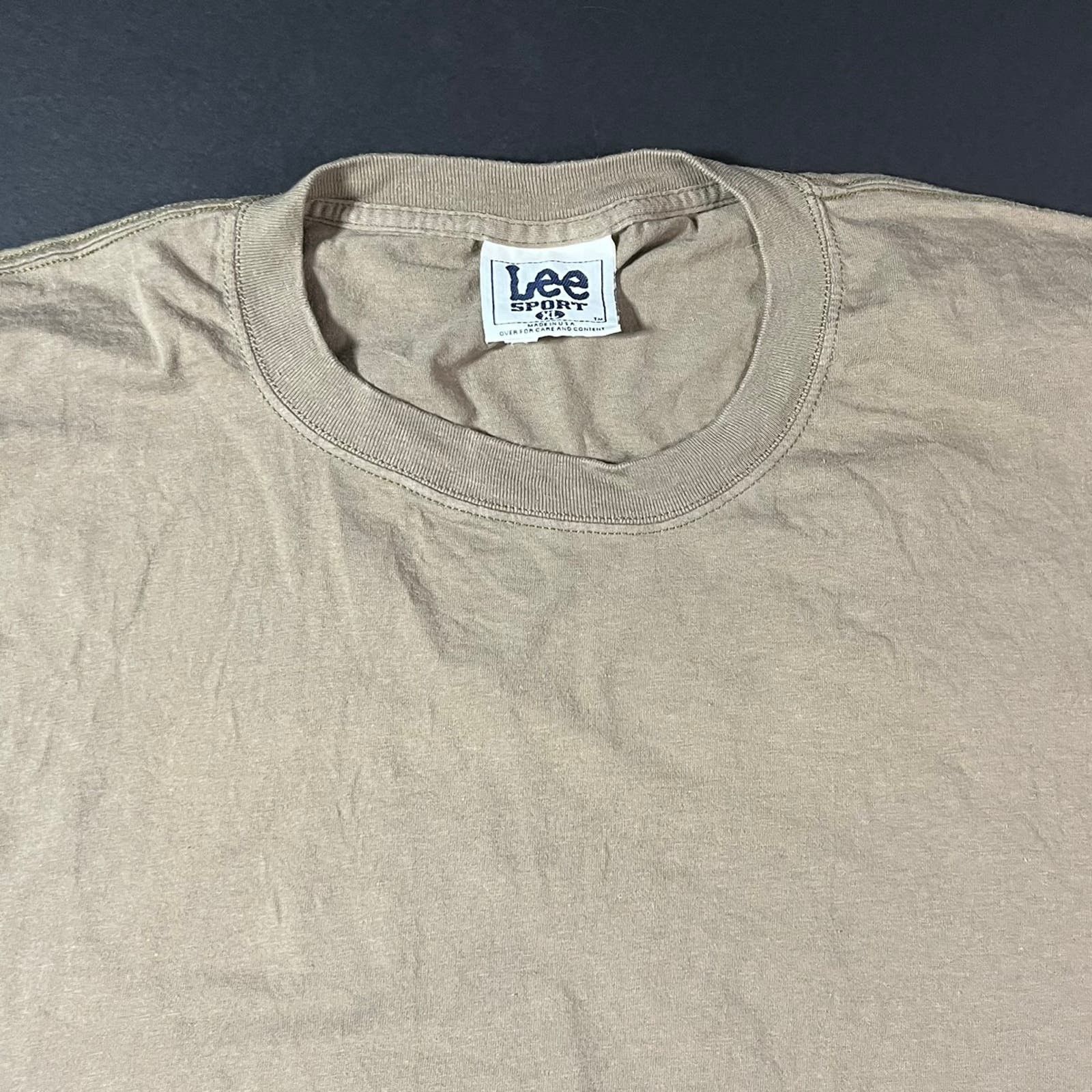 Vintage Vintage 1990’s Made In USA Lee Sport Tan Blank T-shirt XLT Size US XL / EU 56 / 4 - 4 Thumbnail