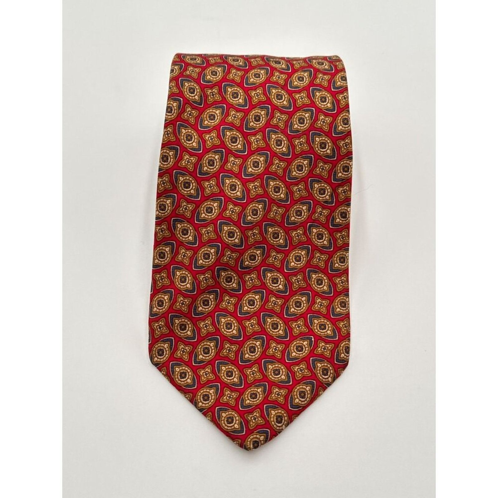 Bert Pulitzer Bert Pulitzer Signature Collection Mens Silk Tie Red & Gold Size ONE SIZE - 1 Thumbnail