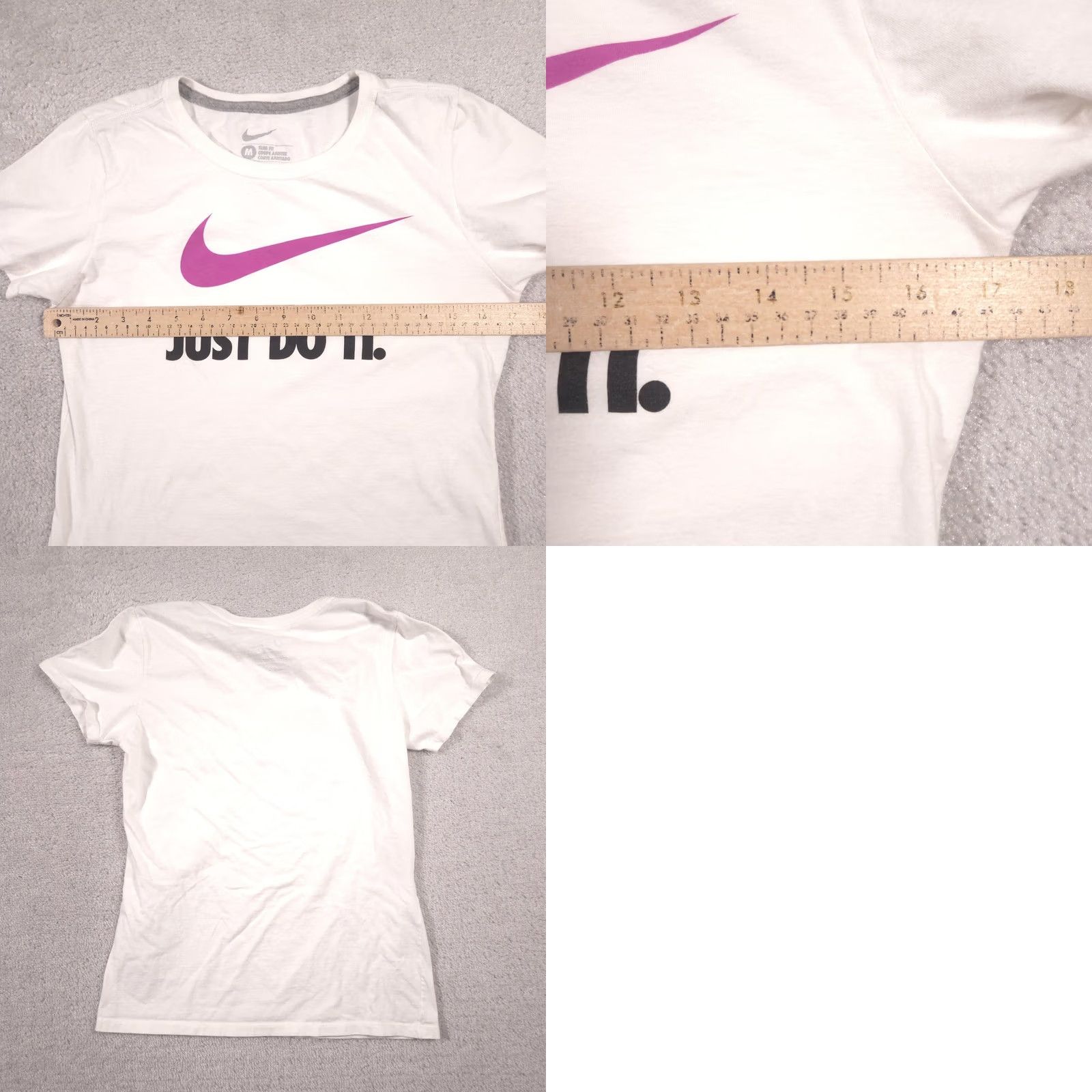 Nike VINTAGE Nike Shirt Womens M White Just Do It Swoosh Graphic Crew Neck Tee Top Size M / US 6-8 / IT 42-44 - 8 Thumbnail
