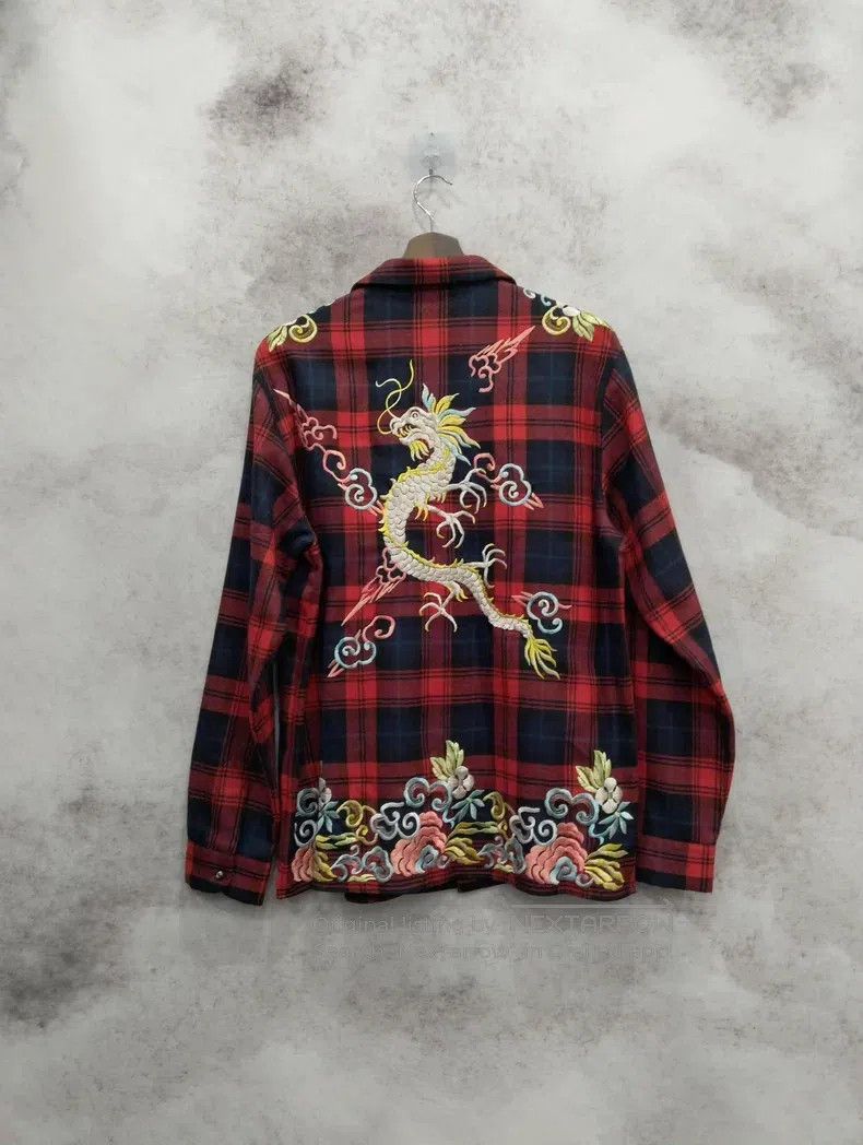 Gucci Gucci Red plaid embroidered shirt Size US M / EU 48-50 / 2 - 2 Thumbnail