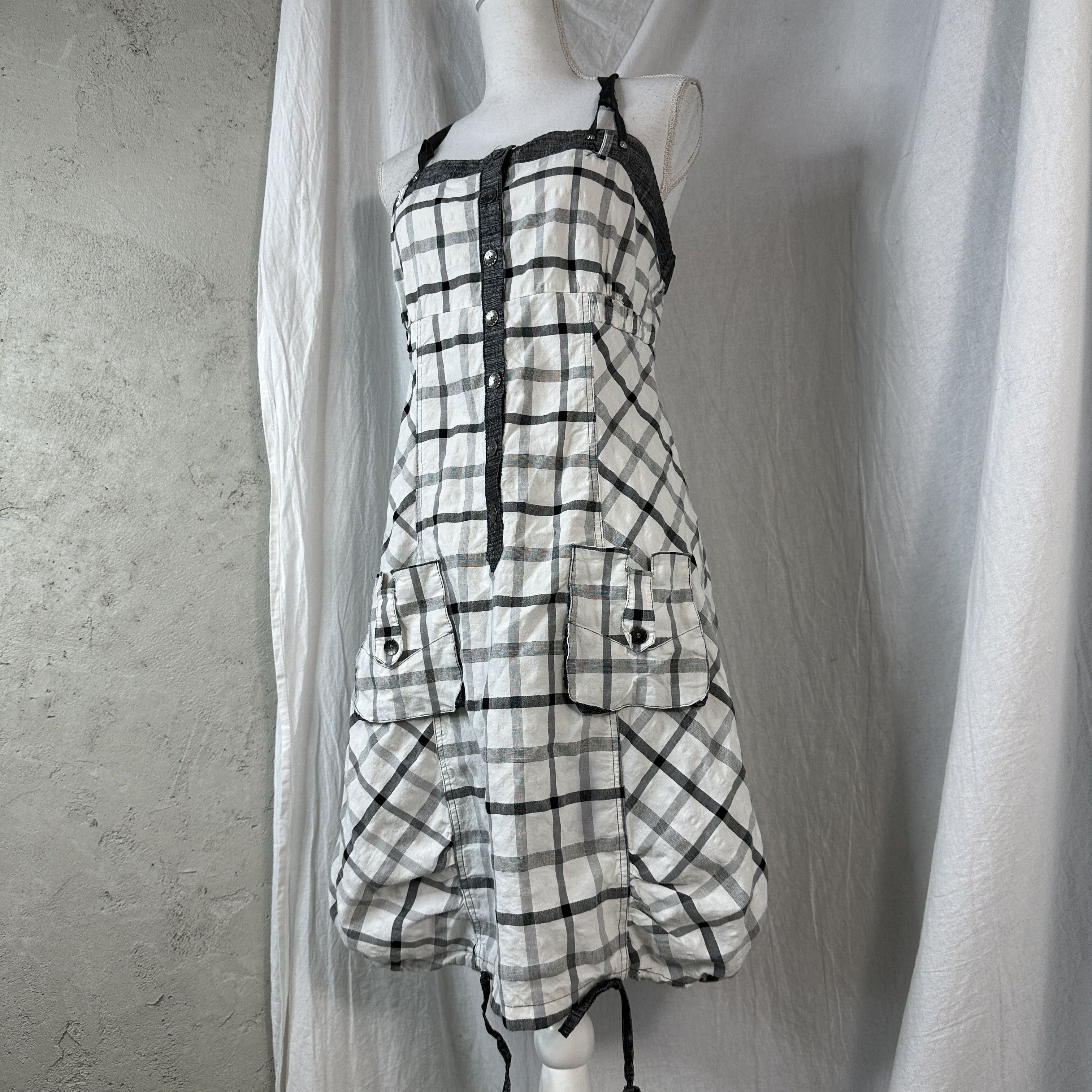 Vintage Vintage Avant Garde Y2K Designer Bubble Checkered Dress Size M / US 6-8 / IT 42-44 - 5 Thumbnail