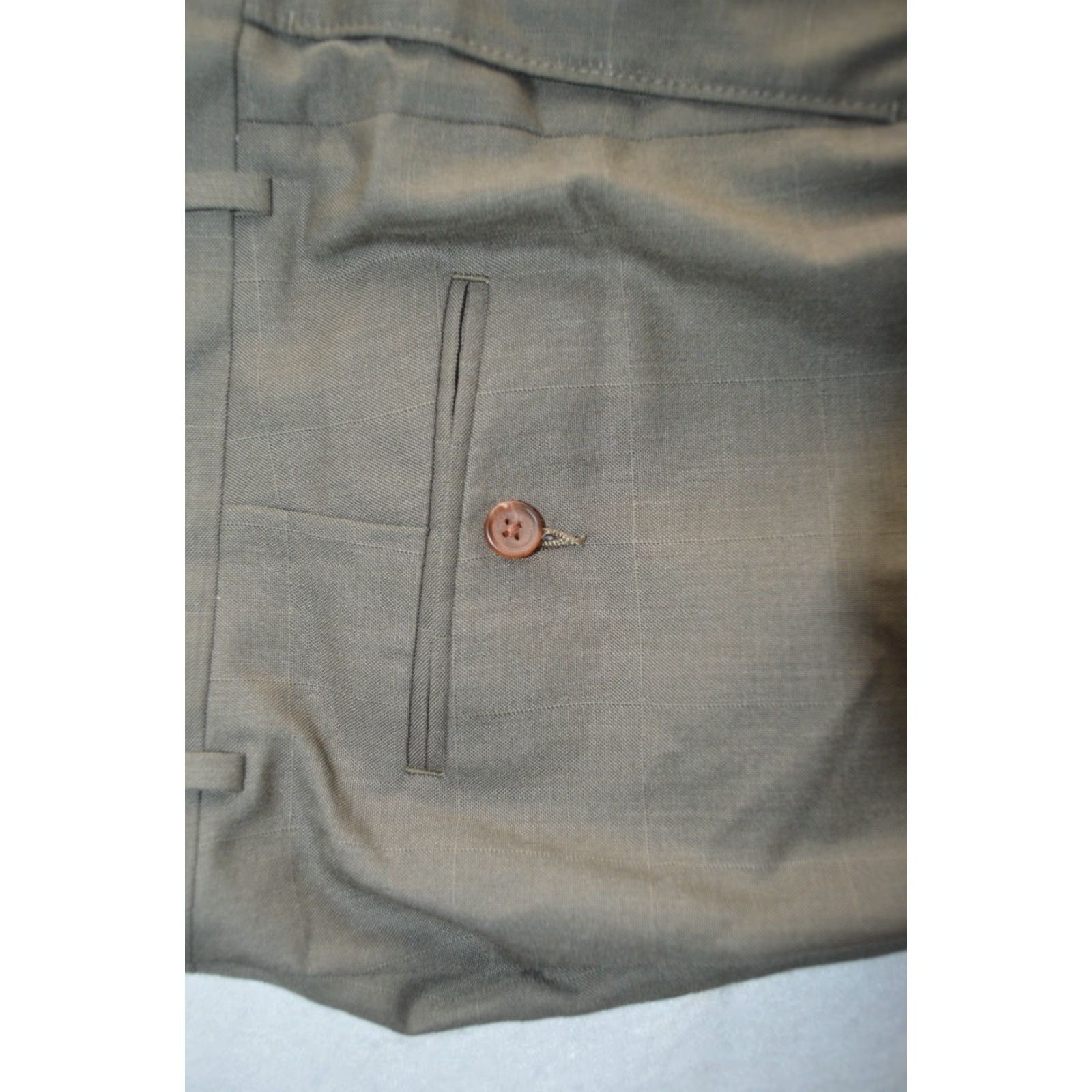 Ralph Lauren Ralph Lauren Men's Dress Pants Gray 34/32 Windowpane Polyester Blend Pleated Regular Straight Rise Mid-Season Logo Preppy Mens Trousers Size US 34 / EU 50 - 3 Thumbnail