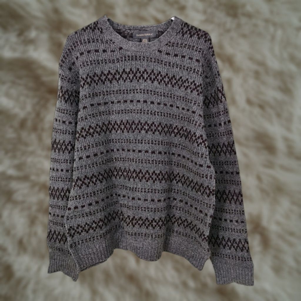 Banana Republic Banana Republic Wool Blend Knit Long Sleeve Sweater Mens XL Gray Size US XL / EU 56 / 4 - 1 Thumbnail