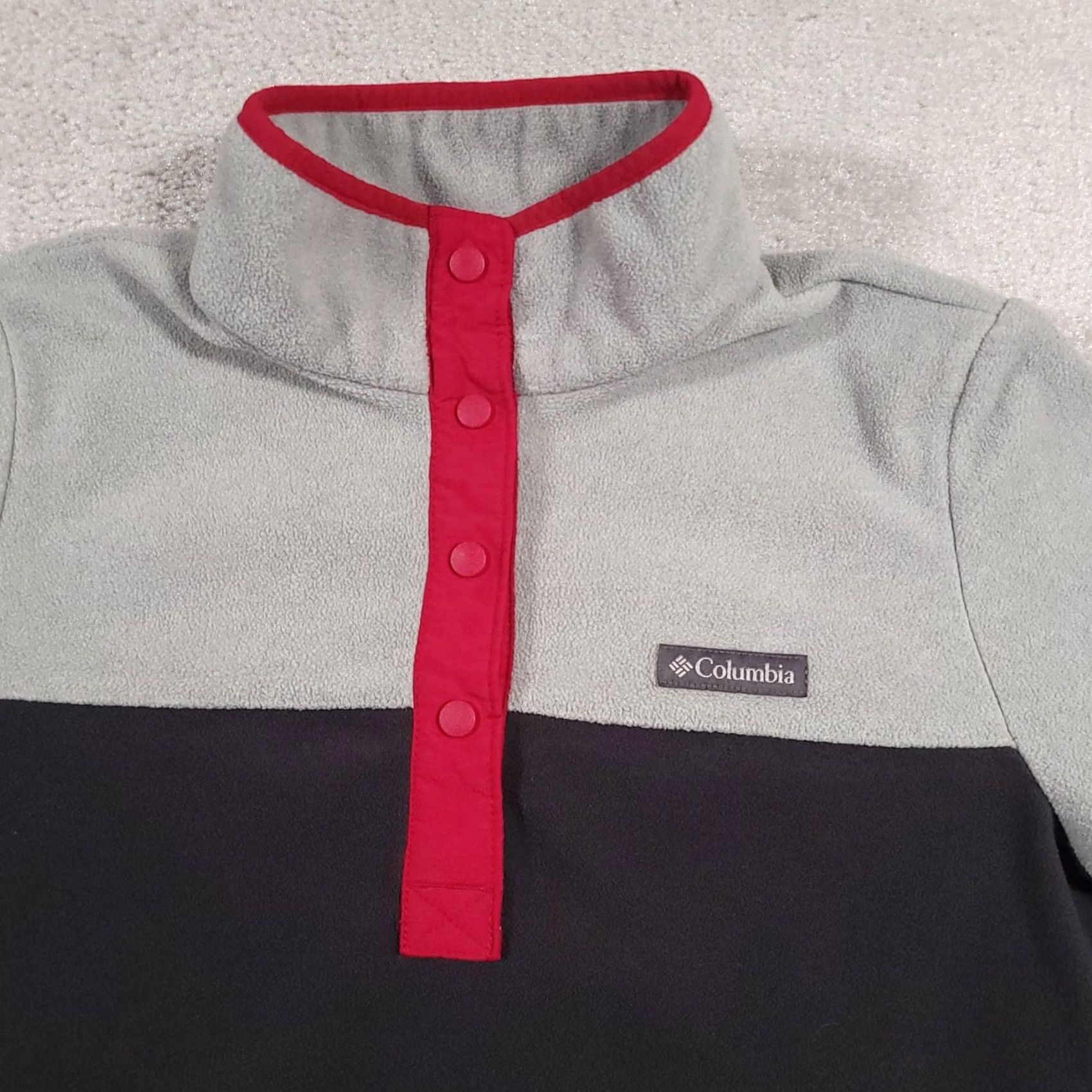 Vintage Columbia Pullover Womens Small Gray Black Red Fleece Snap Front Outdoor Jacket Size S / US 4 / IT 40 - 3 Thumbnail