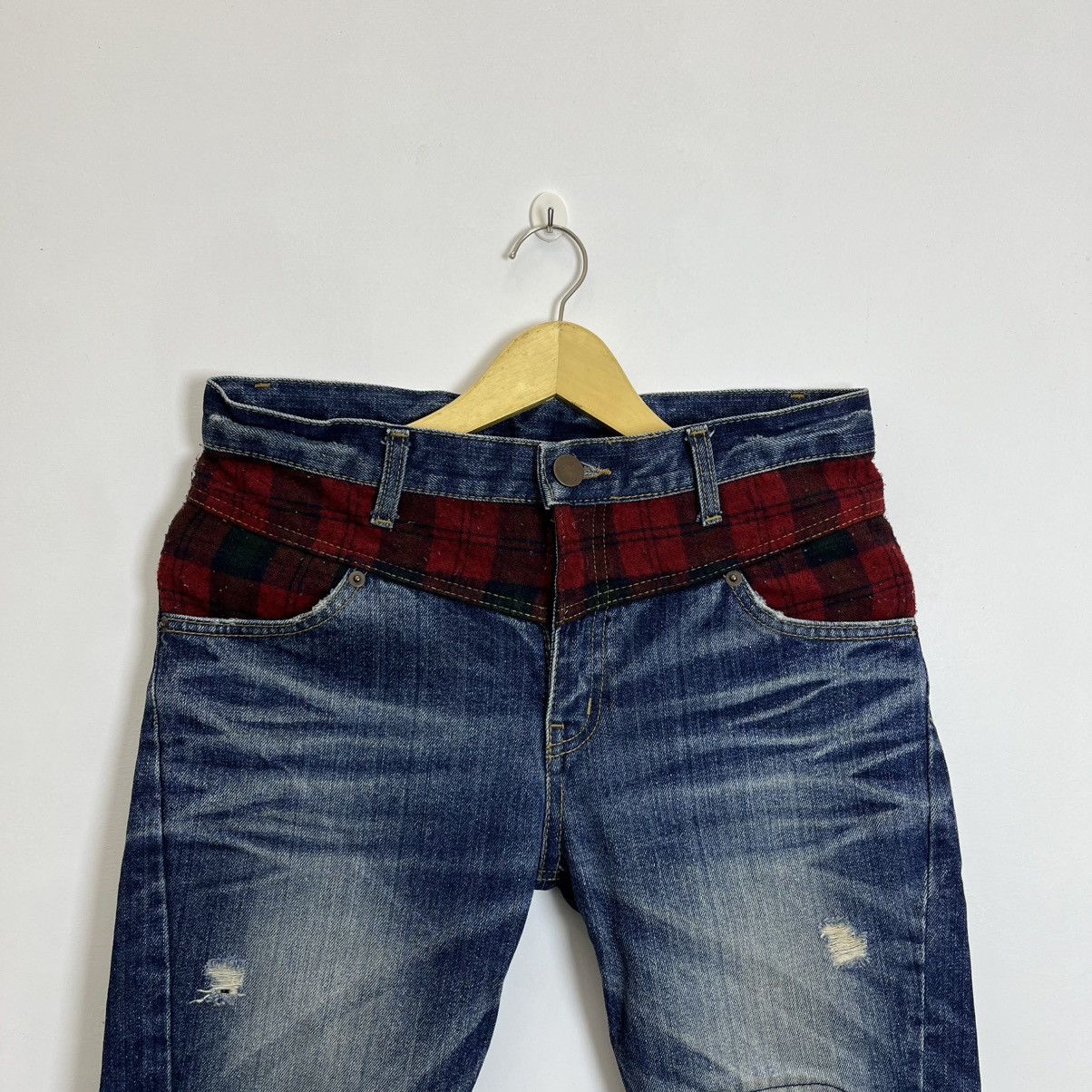 Japanese Brand Double Layer Flannel Denim Jeans Grunge Punk Archive Style Size US 30 / EU 46 - 2 Thumbnail