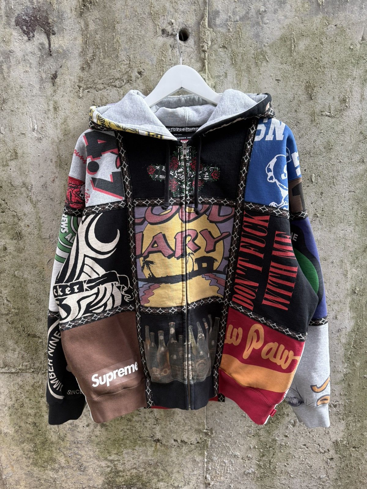 Supreme Supreme Number (N)ine zip up hoodie patchwork | Grailed