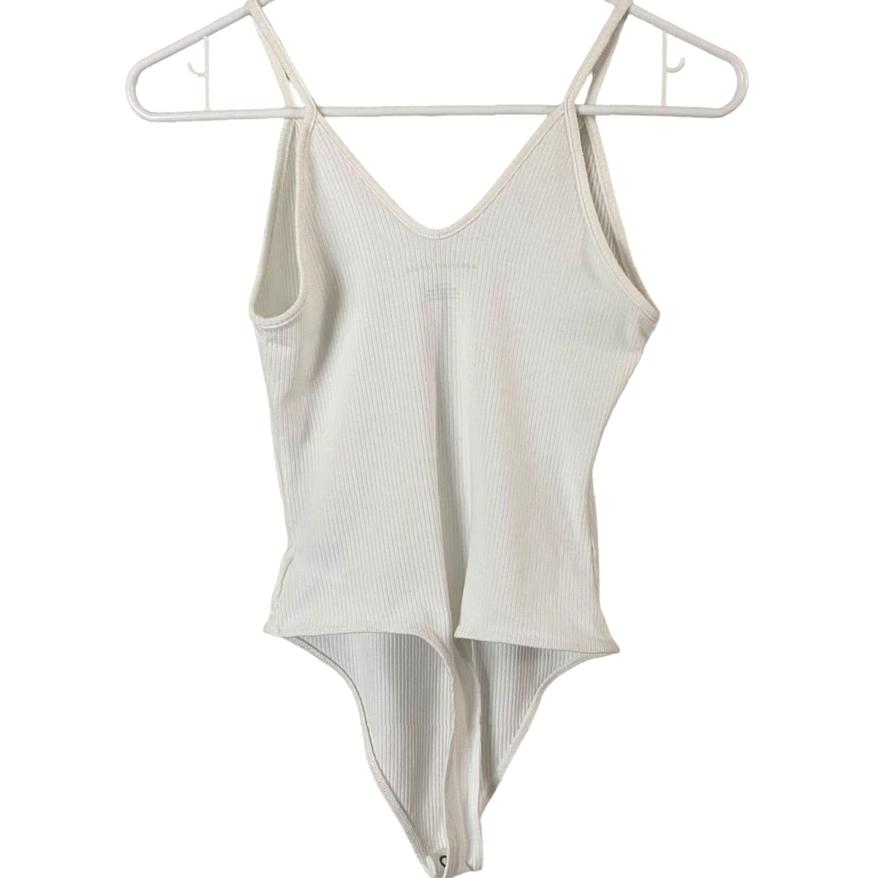 American Eagle Outfitters American Eagle Bodysuit Women Small White V-Neck Ribbed Casual Comfort Fit Size S / US 4 / IT 40 - 4 Thumbnail