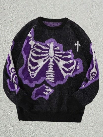 Other Vintage Cross Skeleton Sweater Jacquard Knitted Sweatshirt Size US M / EU 48-50 / 2 - 1 Thumbnail