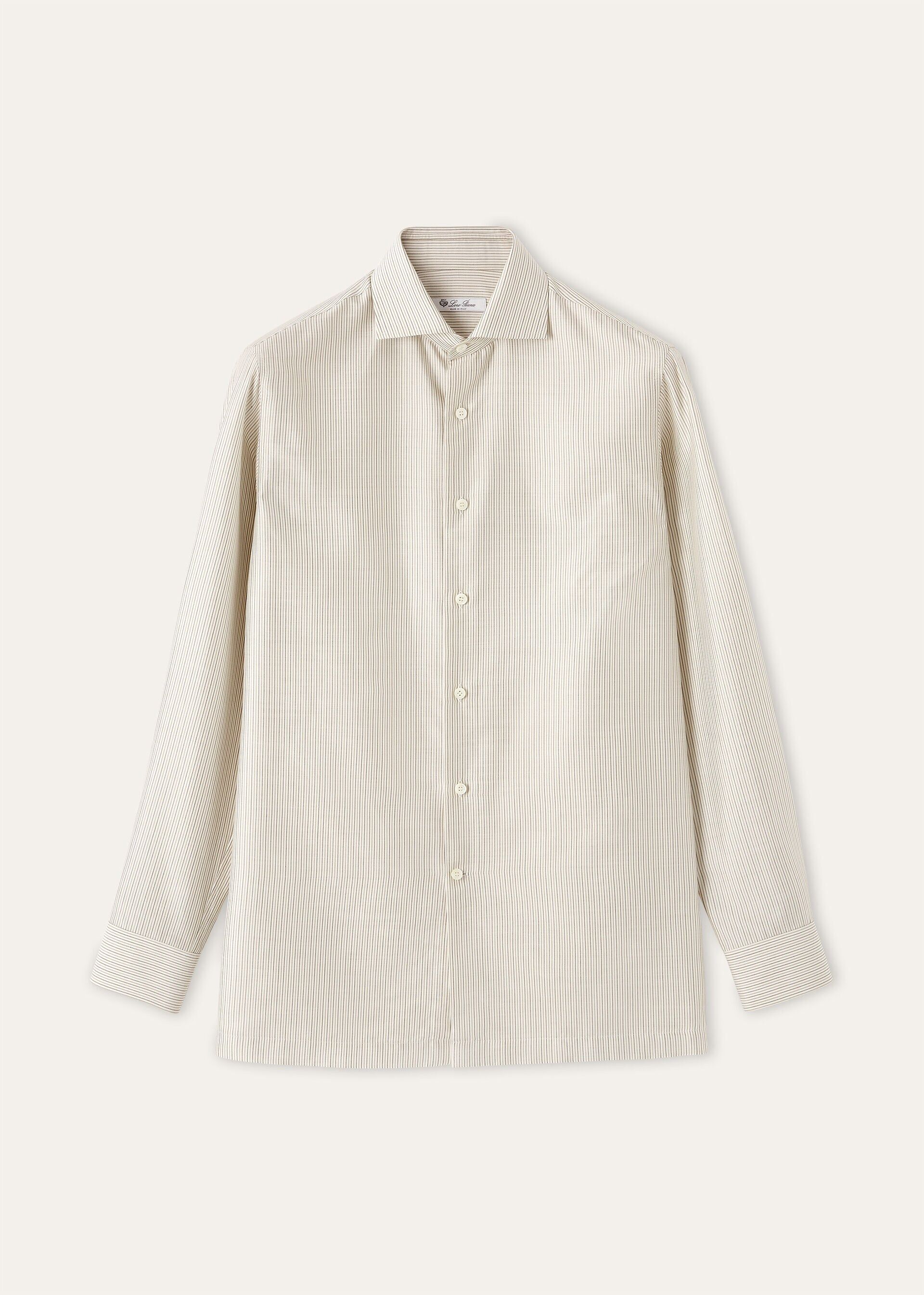 Loro Piana os11x0326 FAQ9820 Filippo Shirt in Taupe Shades Stripes Size US S / EU 44-46 / 1 - 1 Thumbnail