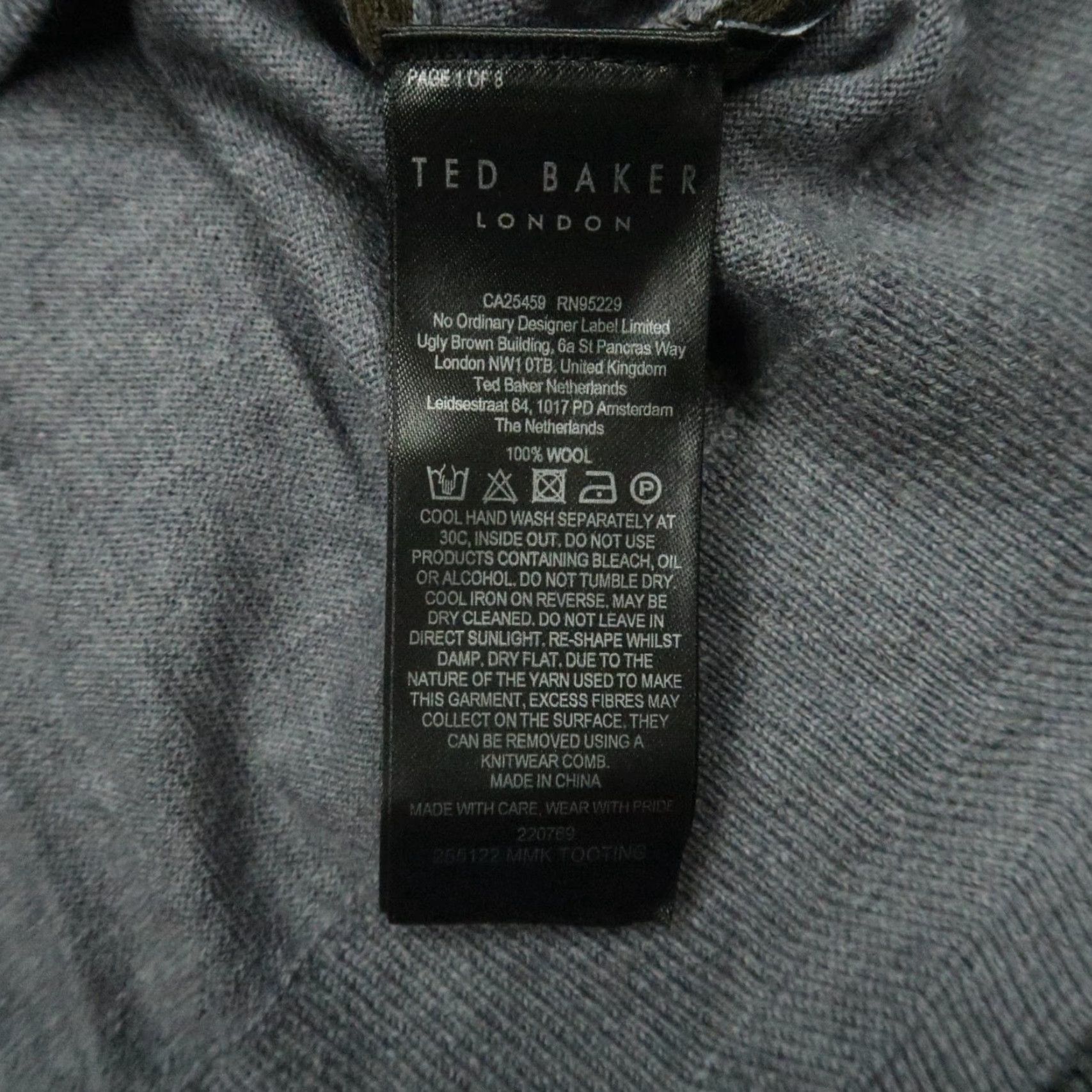 Ted Baker Ted Baker Sweater Mens Large Gray Wool Quarter Zip Pullover Jumper Size US L / EU 52-54 / 3 - 6 Thumbnail