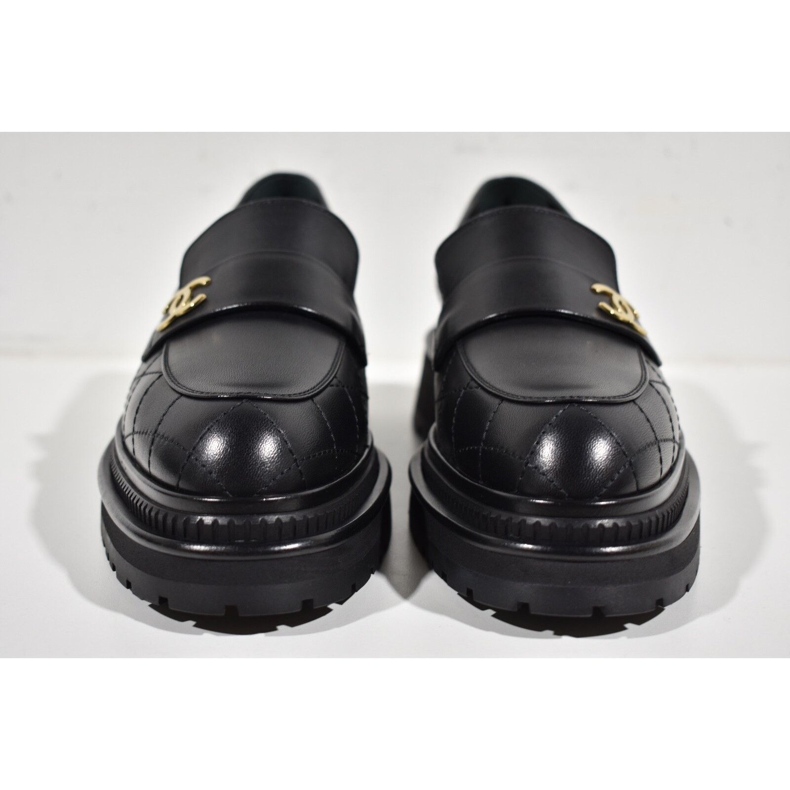 Chanel 23A Calfskin Leather Quilted CC Logo Flat Platform Loafer 38 Size US 8 / IT 38 - 7 Thumbnail