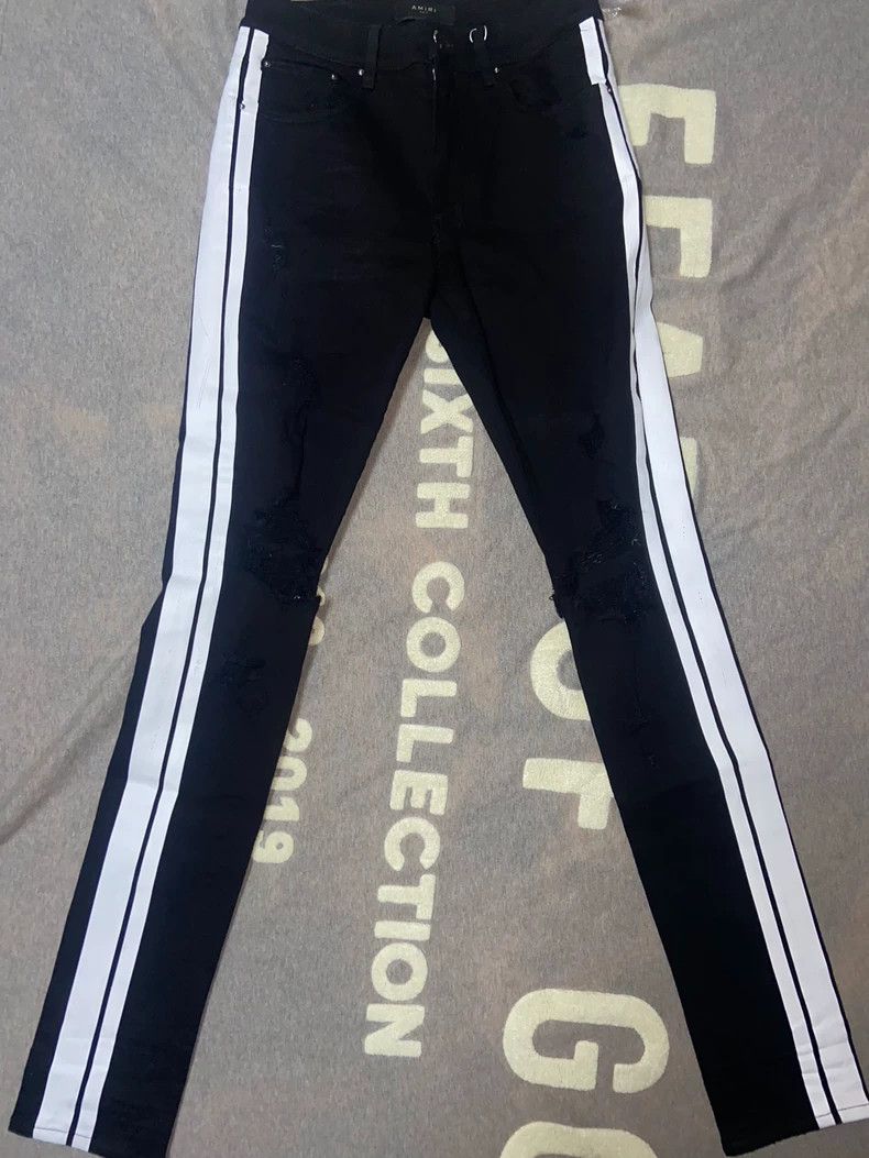 Amiri AmiriStriped knees destroy jeans 2503-Nextarrow Size US 31 - 1 Thumbnail