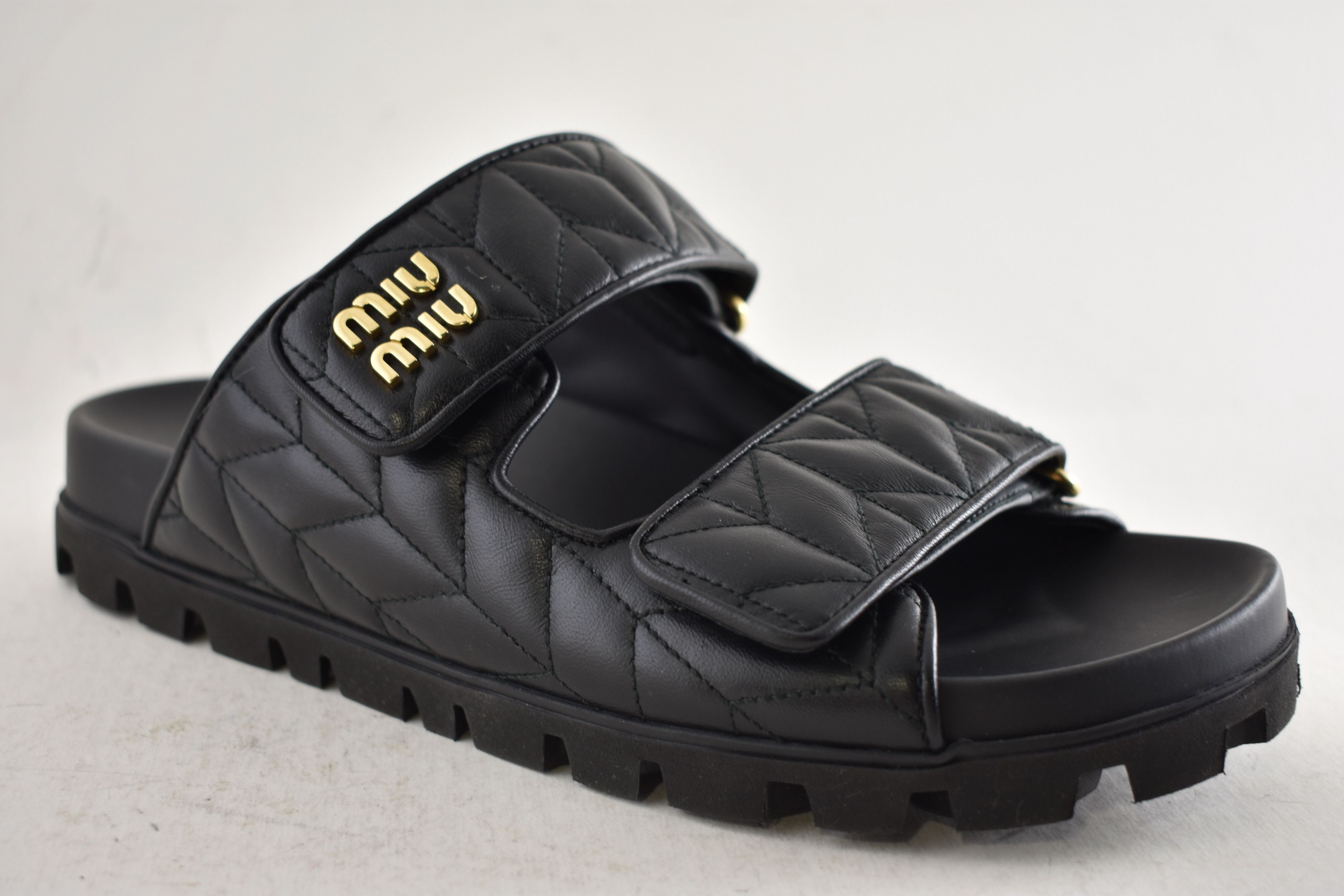 Miu Miu Miu Miu Matelasse Nappa Leather Logo Strap Slide Sandal 39 Size US 9 / IT 39 - 7 Thumbnail