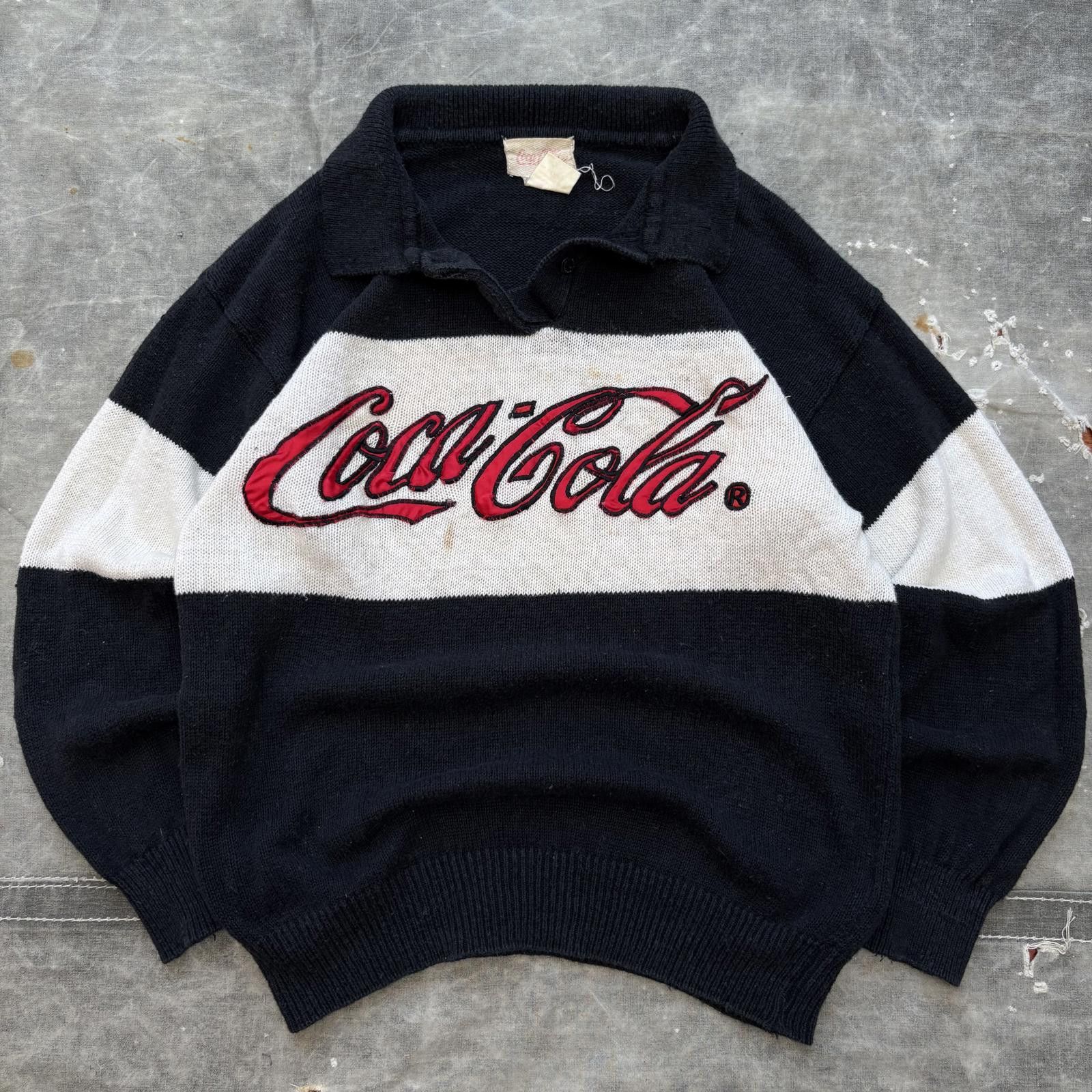 Coca Cola × Vintage Vintage Rare 80s Coca Cola Coke Collared Knit Rugby ...