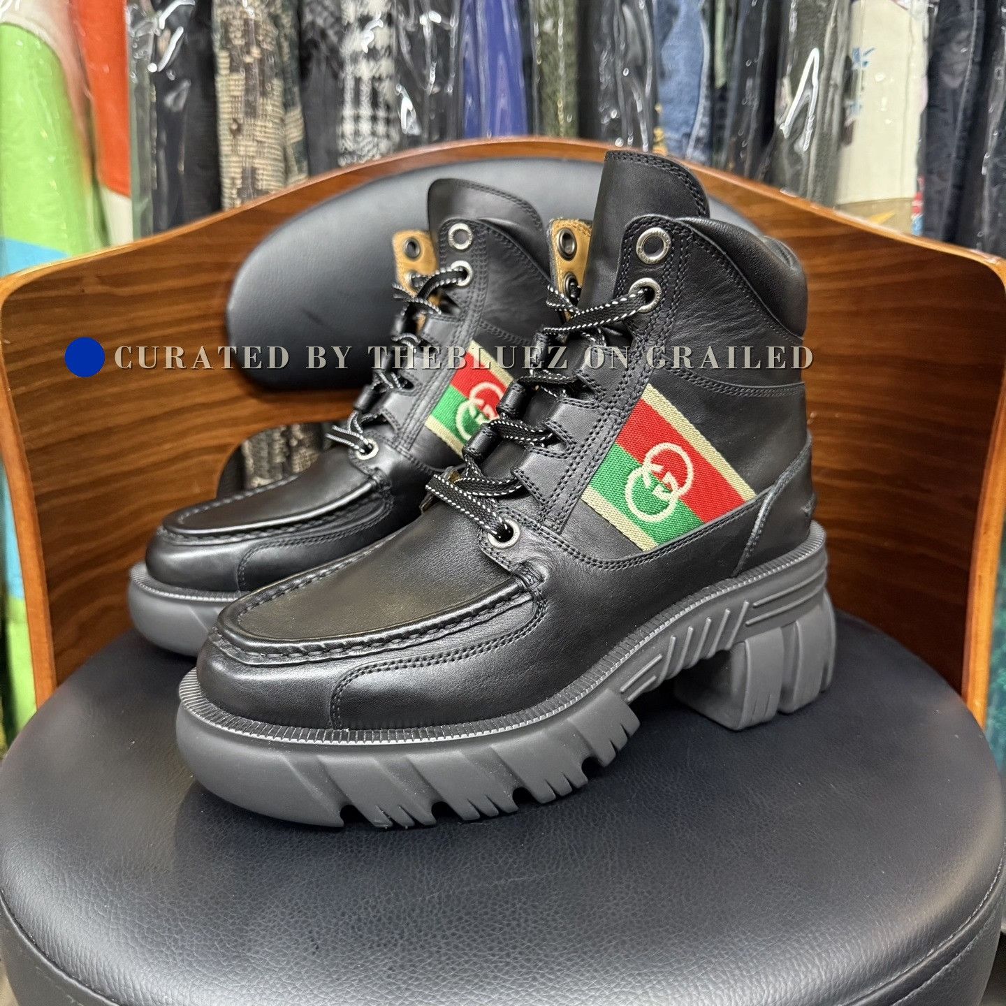 Gucci Gucci Interlocking Logo Black Martin Boots Size US 5 / IT 35 - 1 Thumbnail