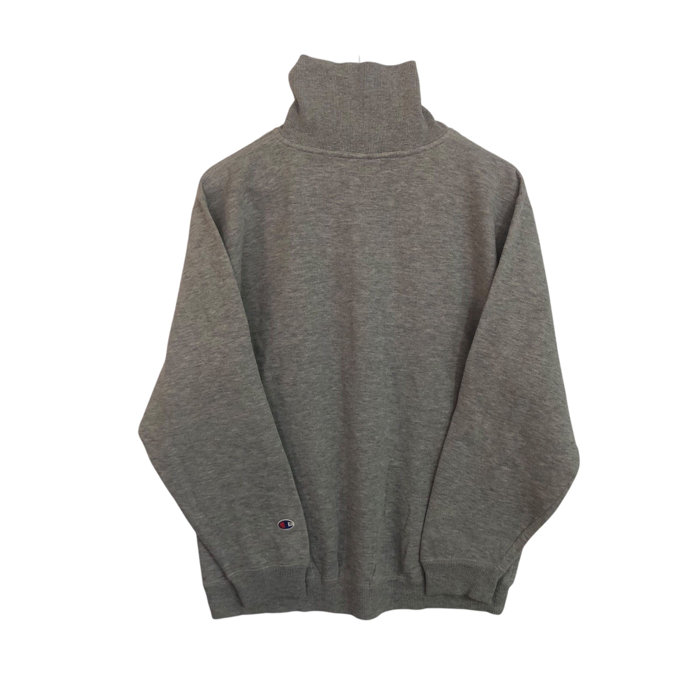 Champion Vintage Half Zip Jumper Sweatshirt Grey Sweatshirt Medium Size US M / EU 48-50 / 2 - 2 Thumbnail