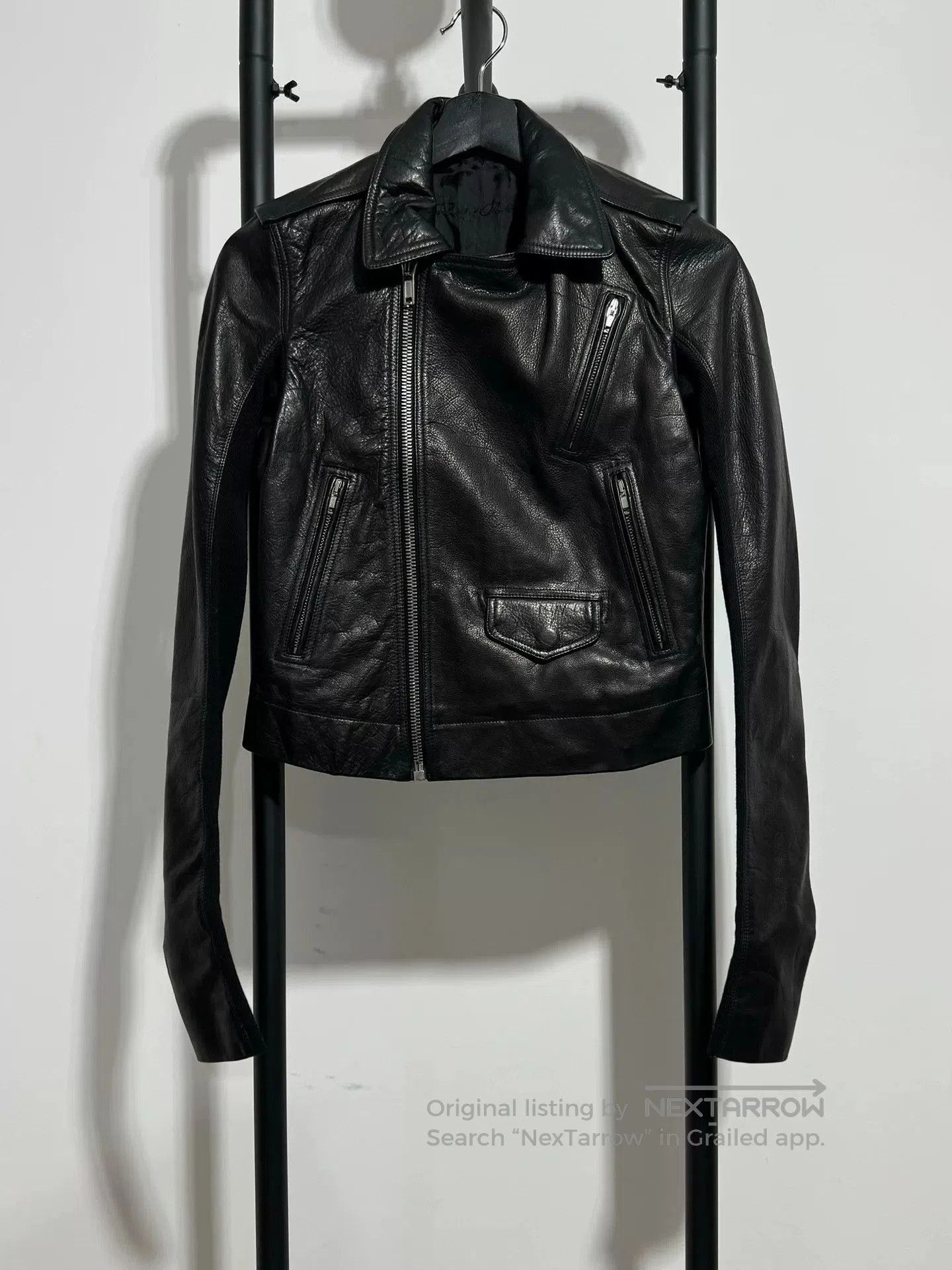 Rick Owens RICK OWENS fur collar leather jacket Blouson Woman