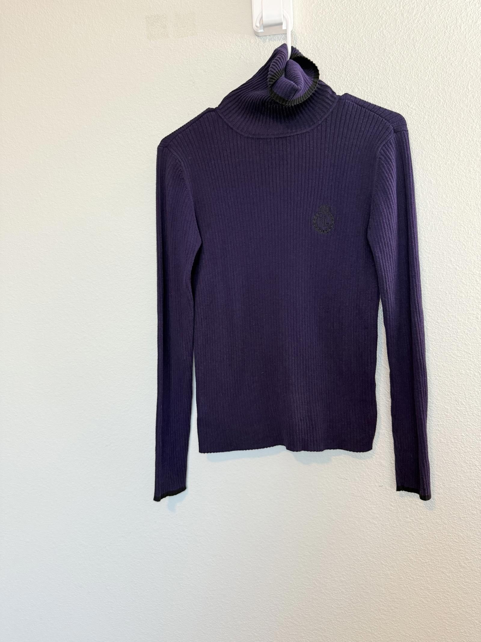 Designer Vintage Ralph Lauren purple high turtleneck knit sweater Size S / US 4 / IT 40 - 2 Thumbnail