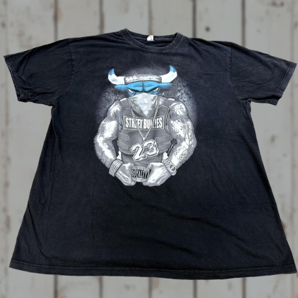 Vintage Flying Horse Street Bullies Shirt Mens 5XL Black Graphic Bull 23 Royalty Size US XXL / EU 58 / 5 - 1 Thumbnail