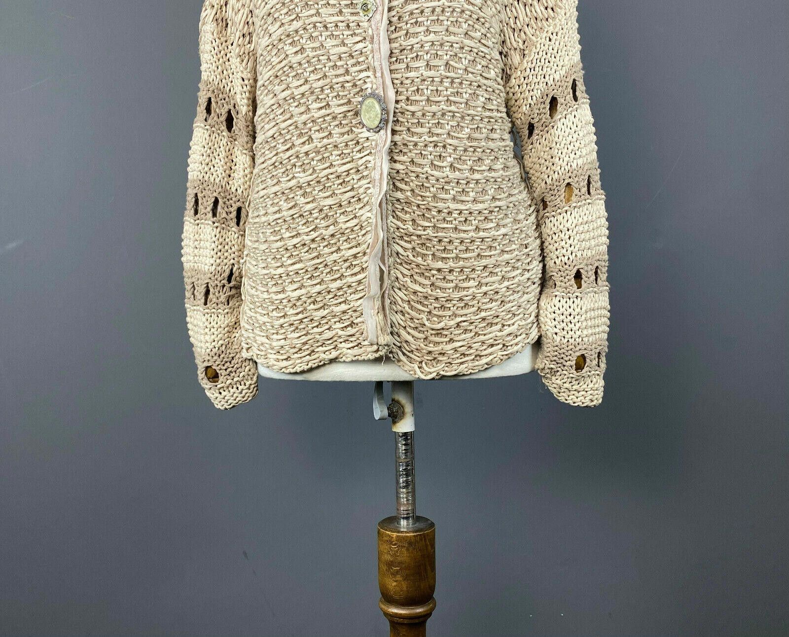 Designer Elisa Cavaletti Beige Desiged Cardigan Sweater Size 1 / S Size M / US 6-8 / IT 42-44 - 3 Thumbnail