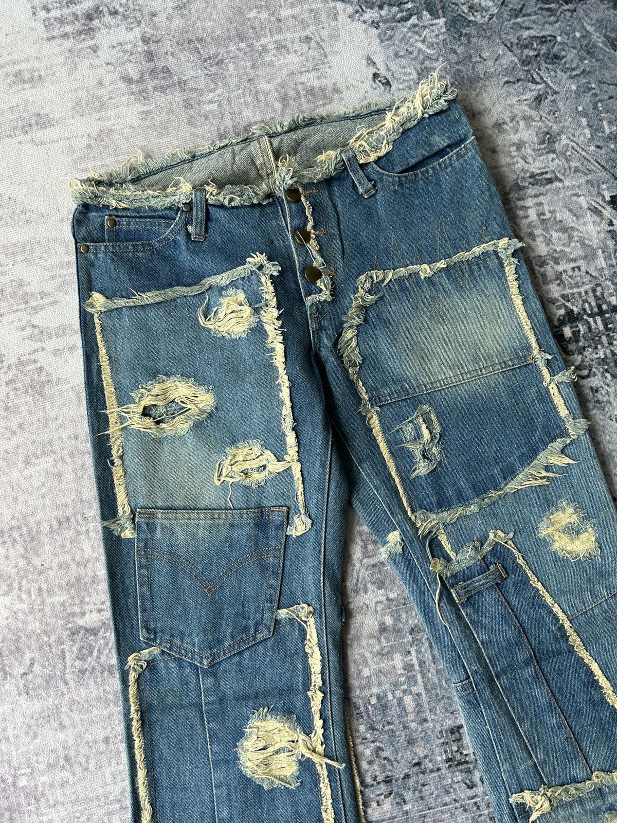 Japanese Brand Designer Patchwork Jeans Style Size US 29 - 3 Thumbnail