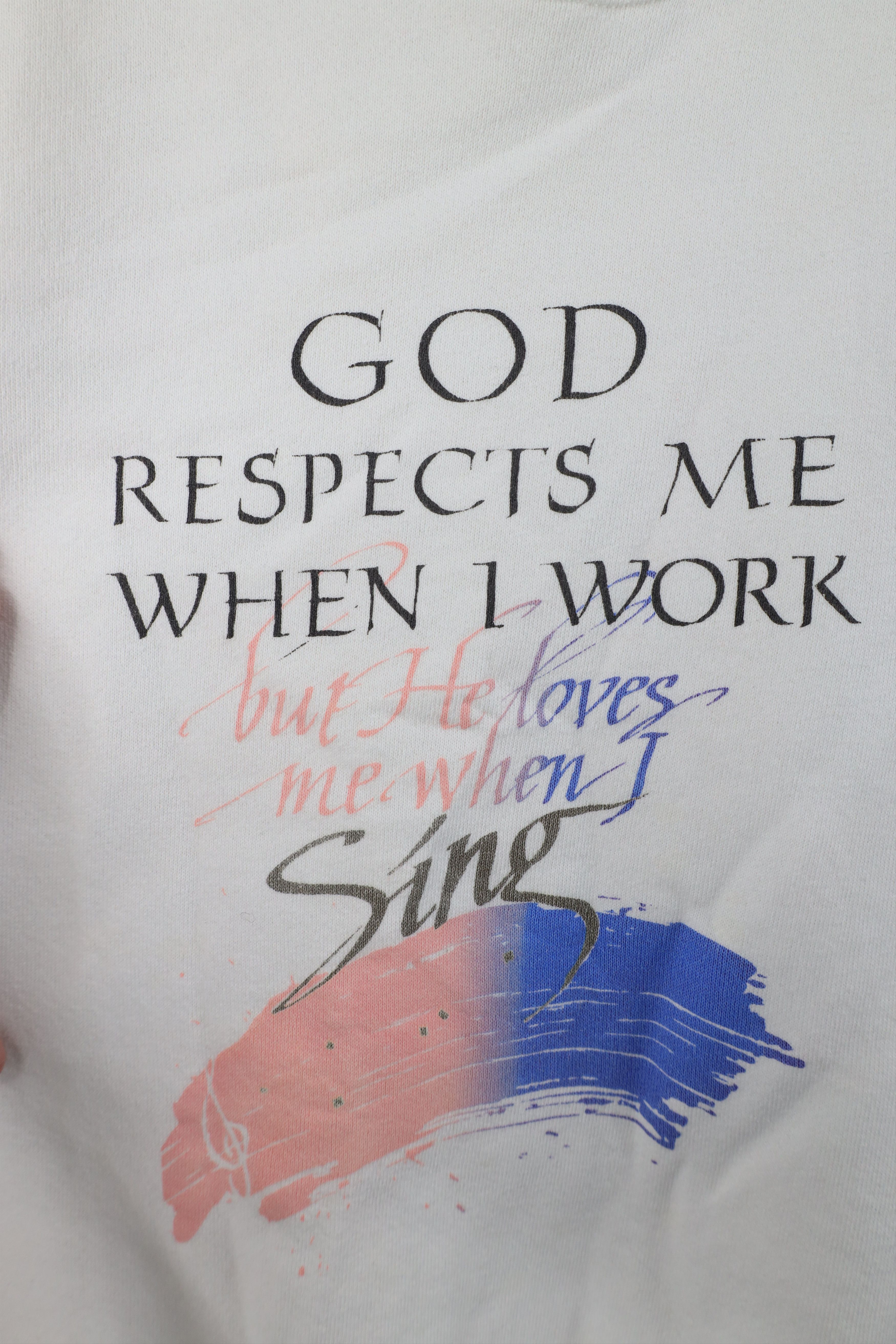 Vintage Vintage 90s Christian God Loves Me When I Sing Sweatshirt Size L / US 10 / IT 46 - 4 Thumbnail