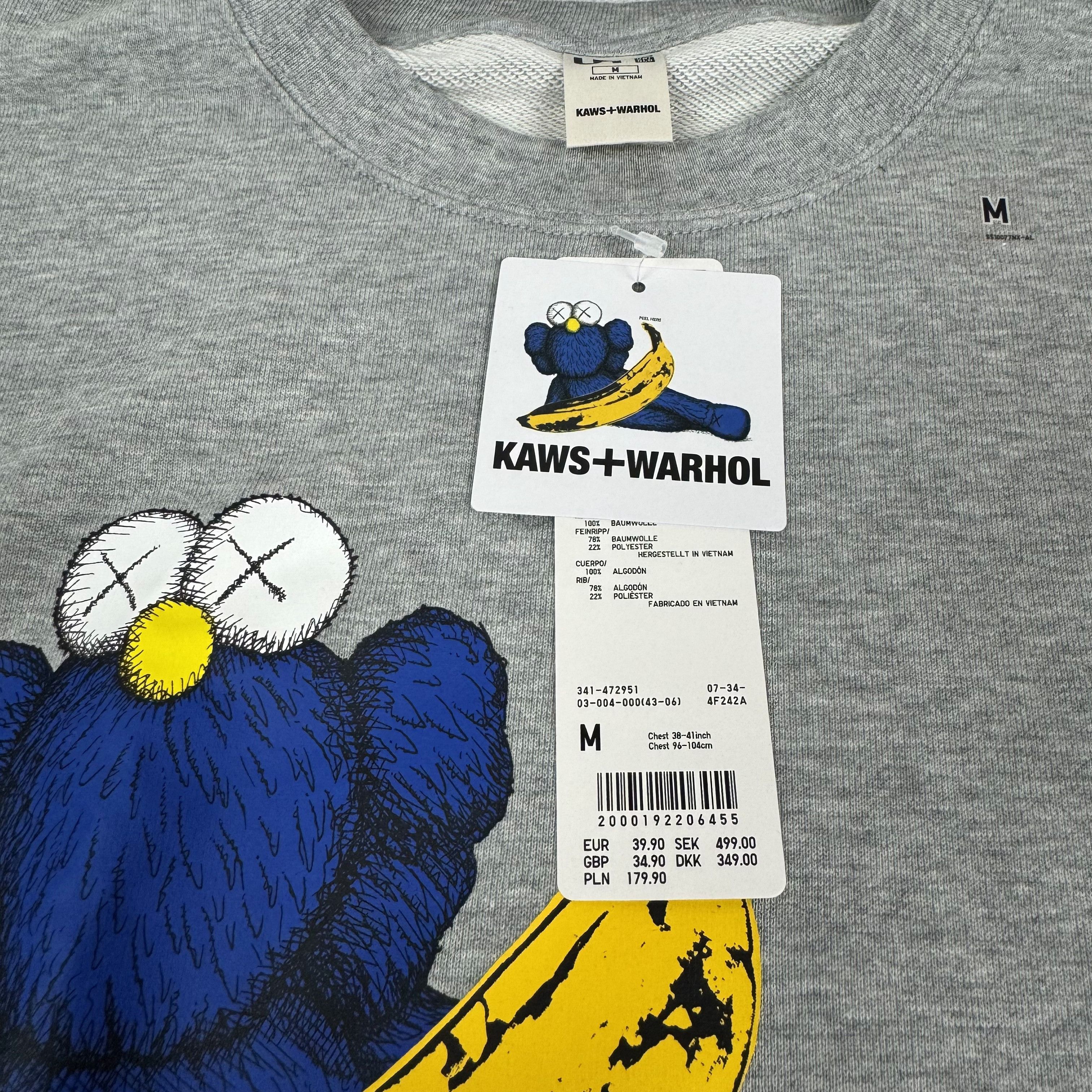Kaws × Uniqlo Uniqlo KAWS + Warhol UT Men Gray Cotton Graphic Sweatshirt M Size US M / EU 48-50 / 2 - 8 Thumbnail