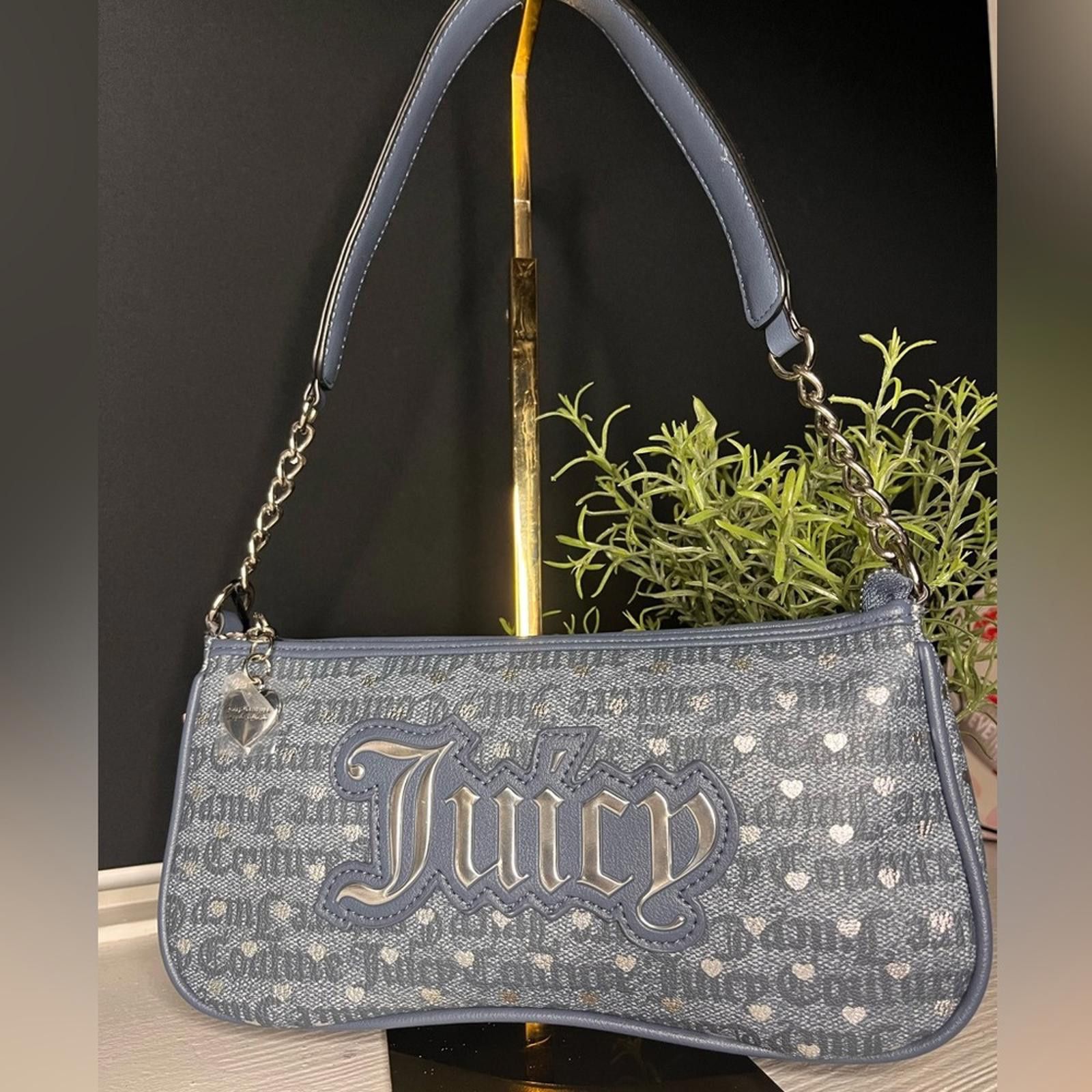 Juicy Couture Jeans Juicy Couture Poker Face Shoulder Bag With Hearts NWT in Blue, Women's