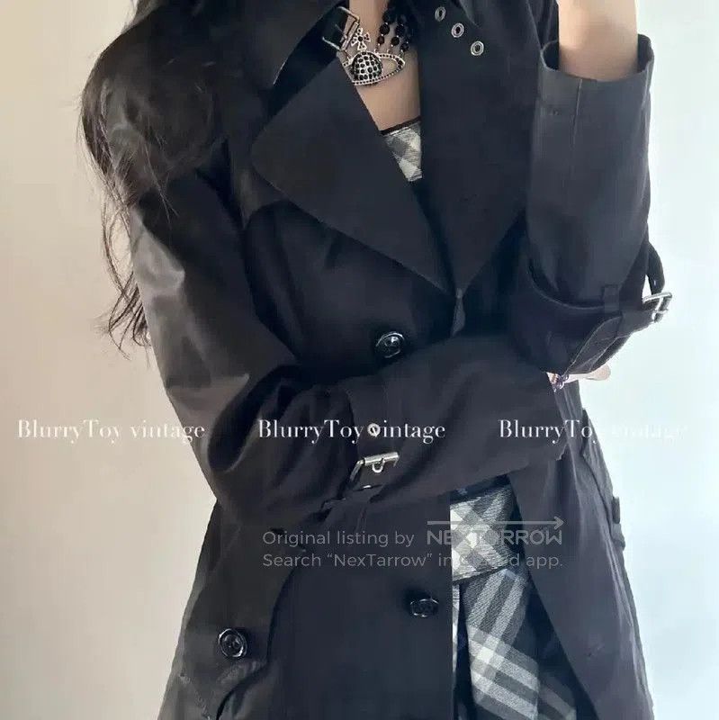 Burberry Burberry Black Cotton Women's Trench Coat. Size XL / US 12-14 / IT 48-50 - 6 Thumbnail