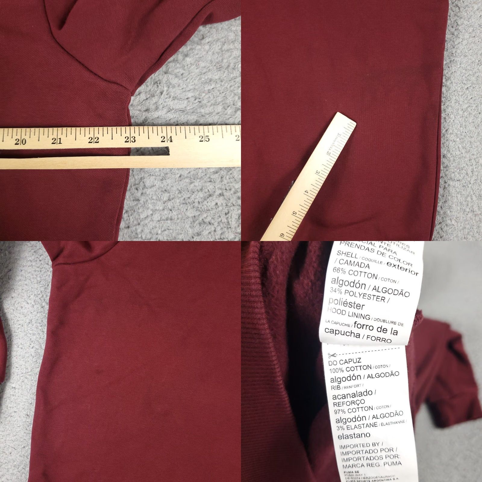 Puma PUMA Hoodie Mens Large Red Casual Pullover Sweatshirt Long Sleeve Mock Neck Size US L / EU 52-54 / 3 - 8 Thumbnail