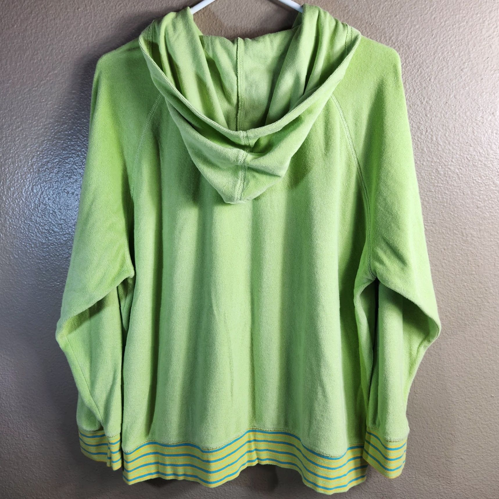 Vintage Studio Works Womens Hoodies |1X| Lime Green Terry Cloth Zip Up Hoodie Size XL / US 12-14 / IT 48-50 - 4 Thumbnail