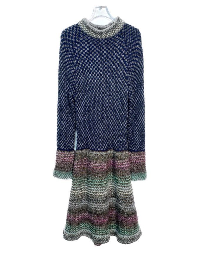 Chanel Chanel Women's Round Neck Knit Jacquard Striped Dress Size M / US 6-8 / IT 42-44 - 1 Thumbnail