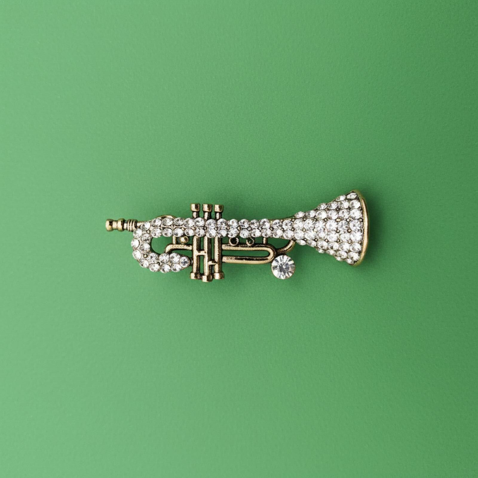The Unbranded Brand Rhinestone Trumpet Brooch Pin Size ONE SIZE - 1 Thumbnail