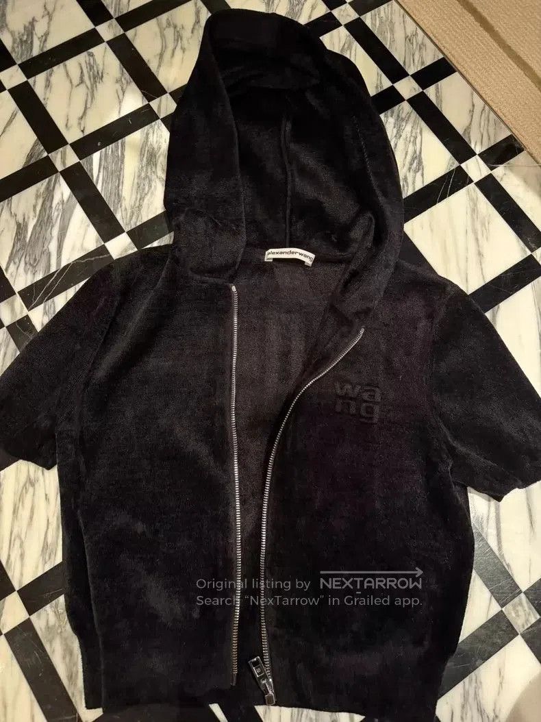 Alexanderwang Velvet Cropped Hoodie S.