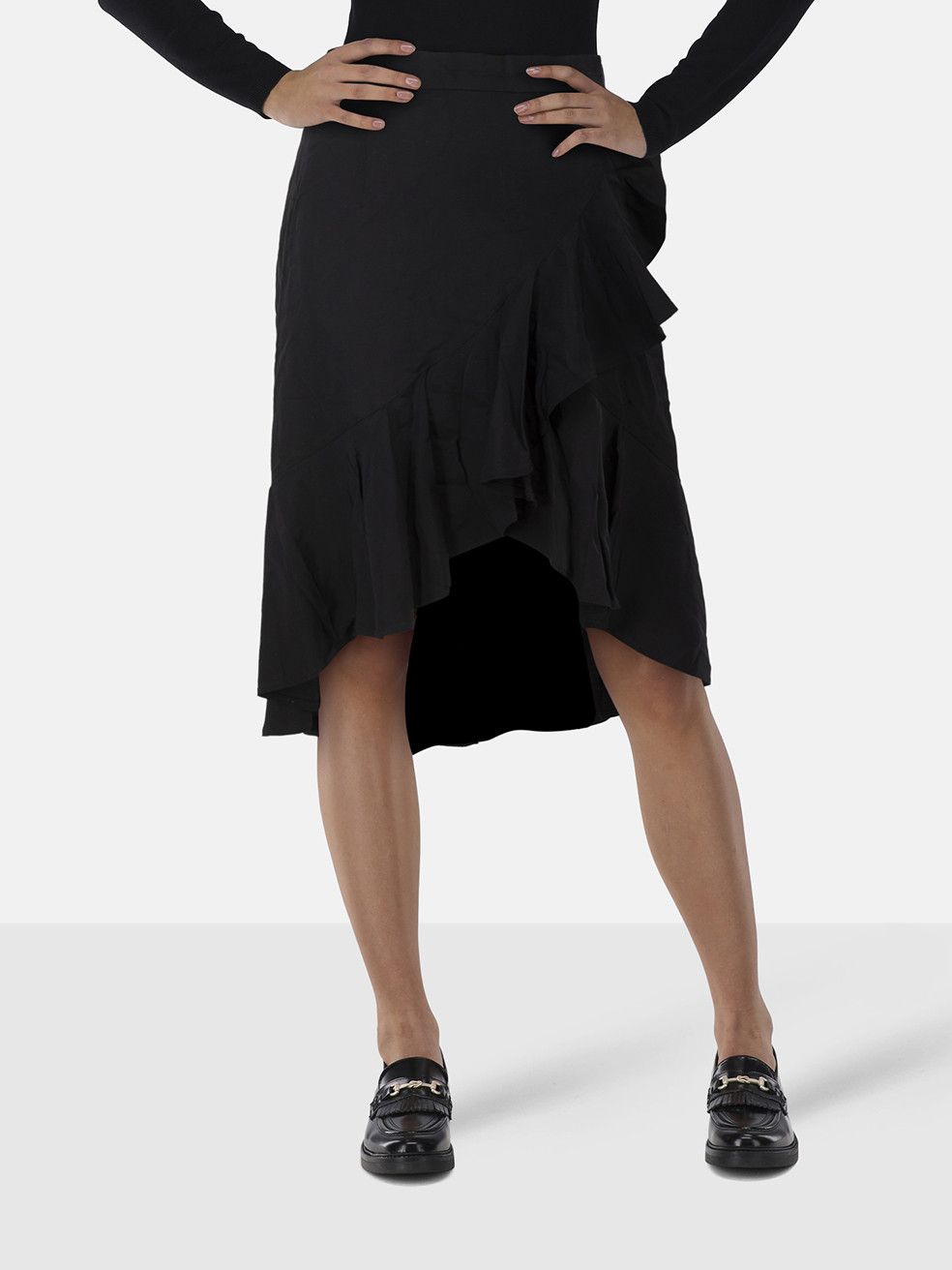 Sandro Black High Low Ruffle Skirt Size 28" / US 6 / IT 42 - 1 Thumbnail