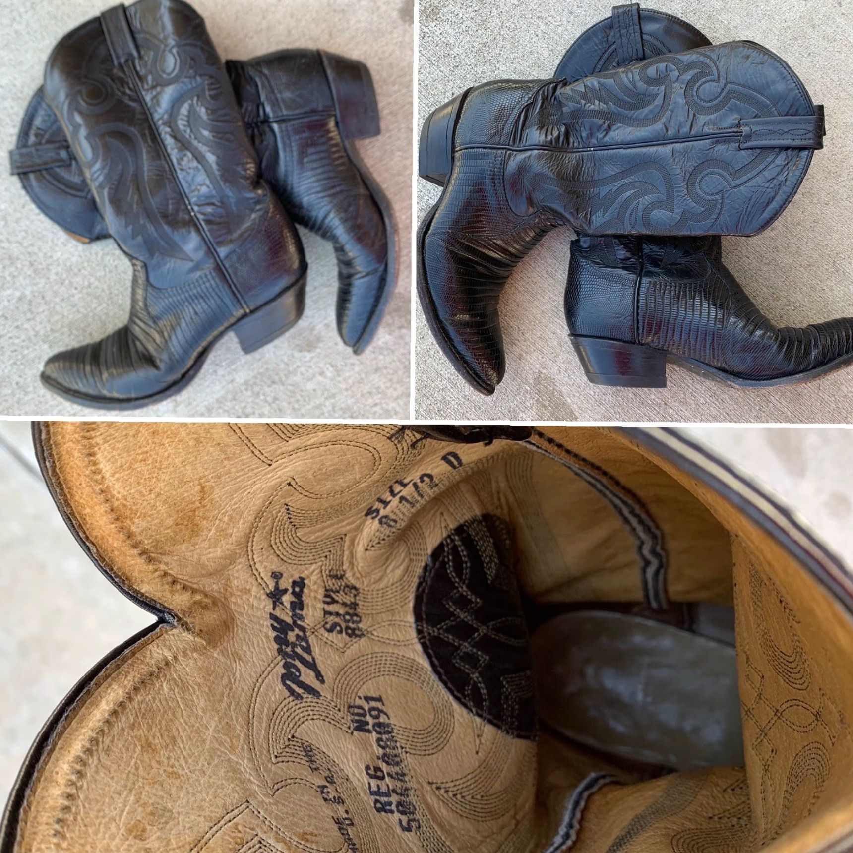 Tony Lama Tony Lama Boots Western Cowboy Men 8.5 D Black Leather Upper 8843 Made in USA Leather Lizard 8.5 D Boots Men Size US 9 / EU 42 - 2 Thumbnail