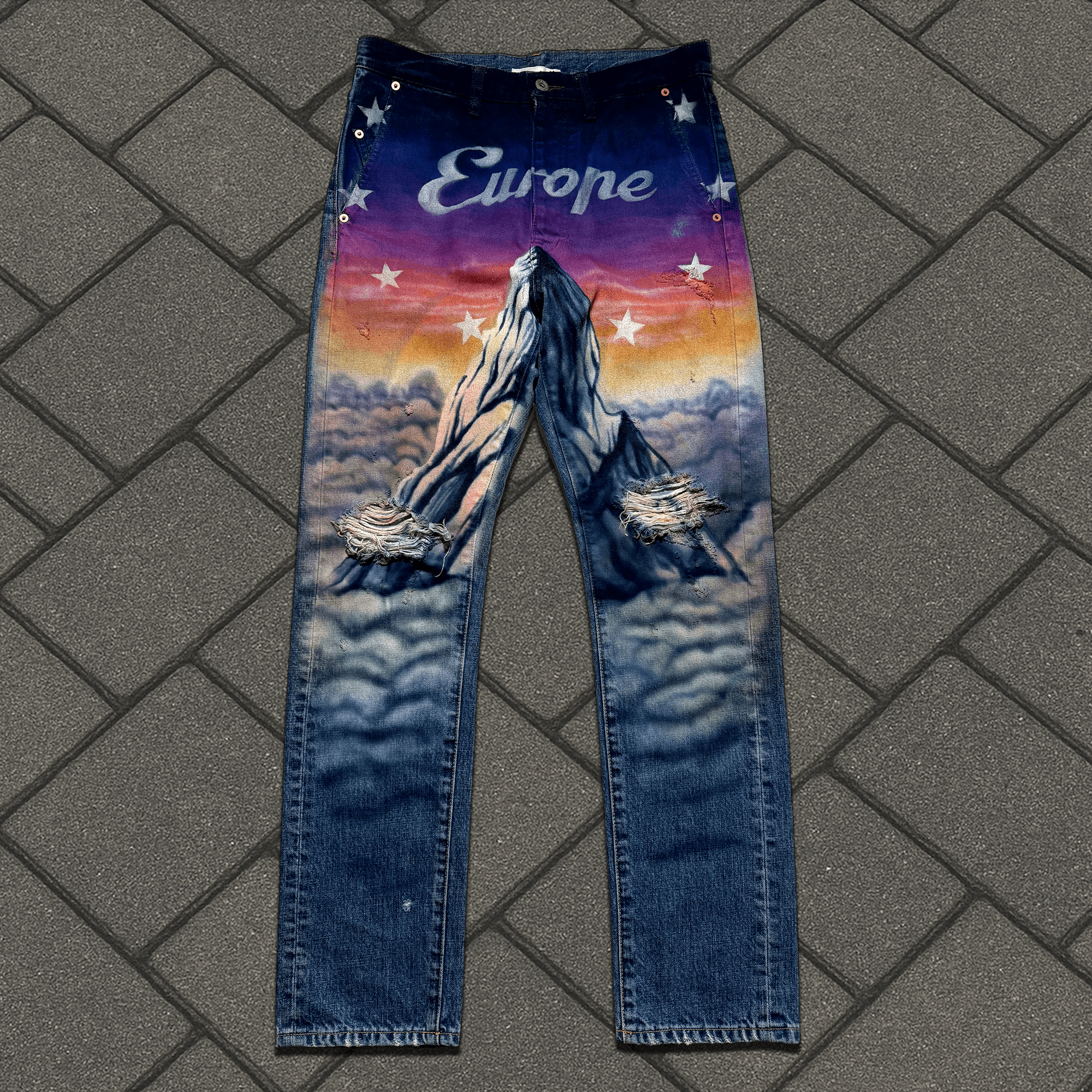 Doublet AW18 Doublet Hand Painted Mountain Denim Size US 30 / EU 46 - 1 Thumbnail